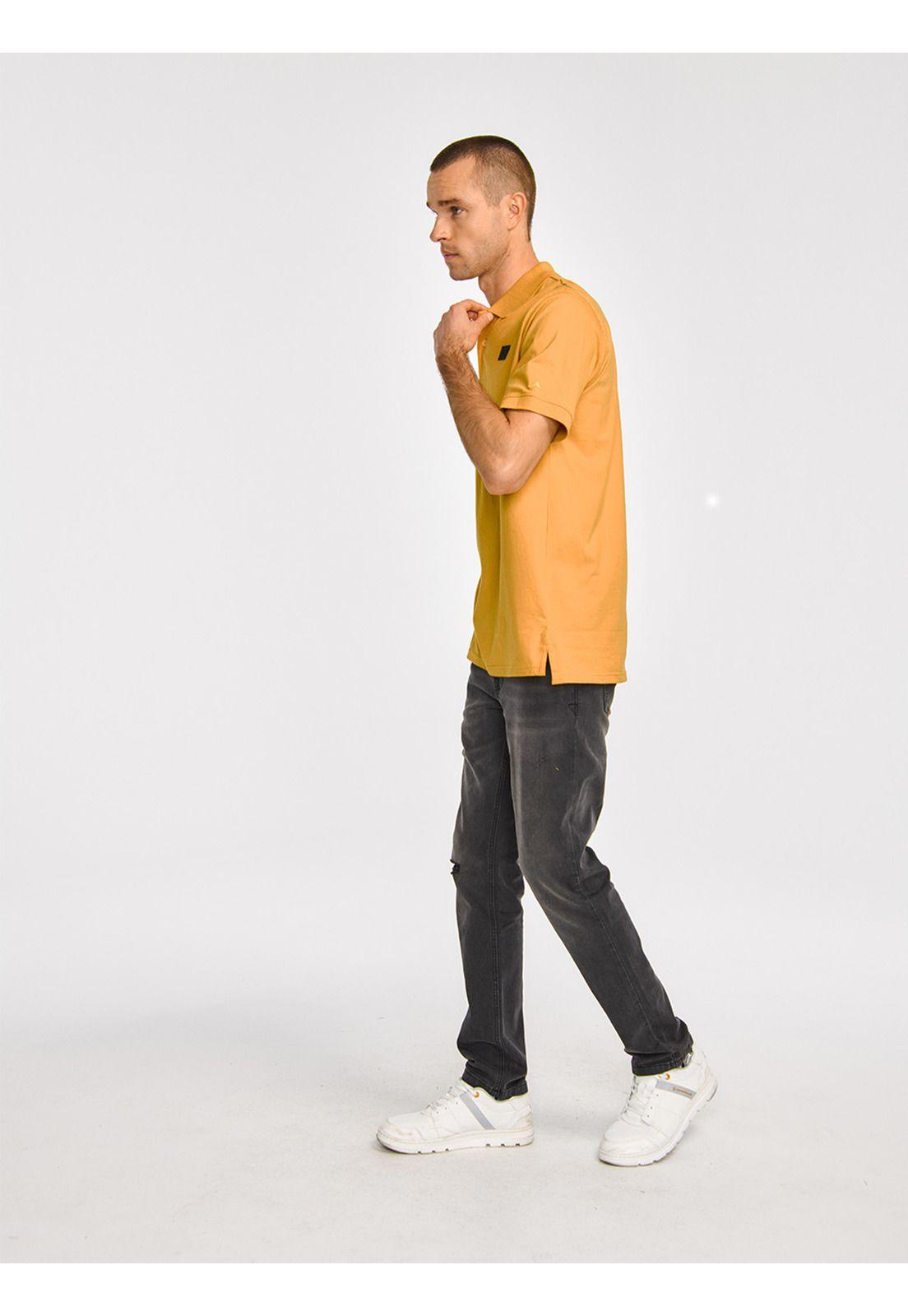 Polera Polo Hombre Cat Logo Jersey Polo Amarillo-4