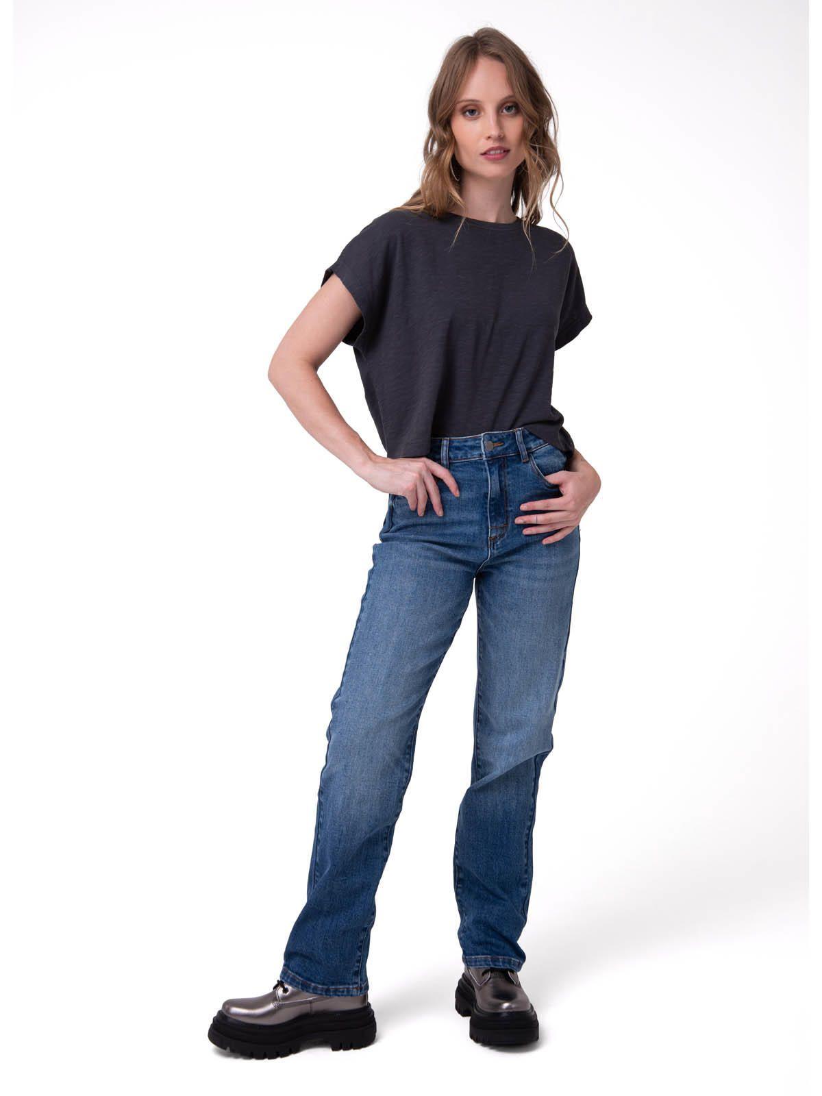 Jeans Mujer High-Rise Straight Leg Azul índigo-5