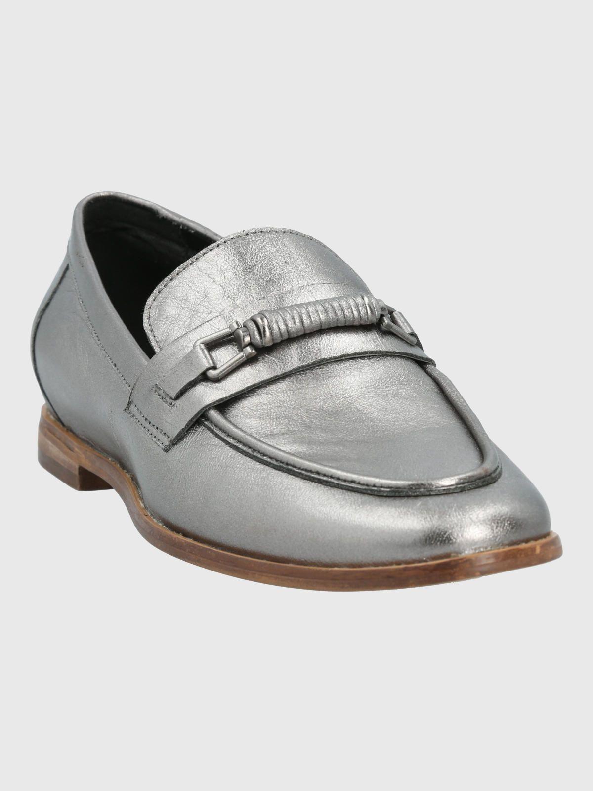 Mocasin Cuero Mujer Madsen Metalizado-0