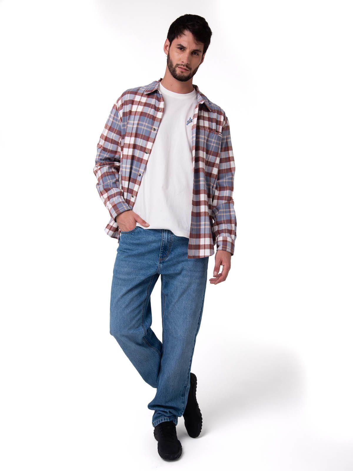 Camisa Manga Larga Hombre Classic Flannel Celeste-4