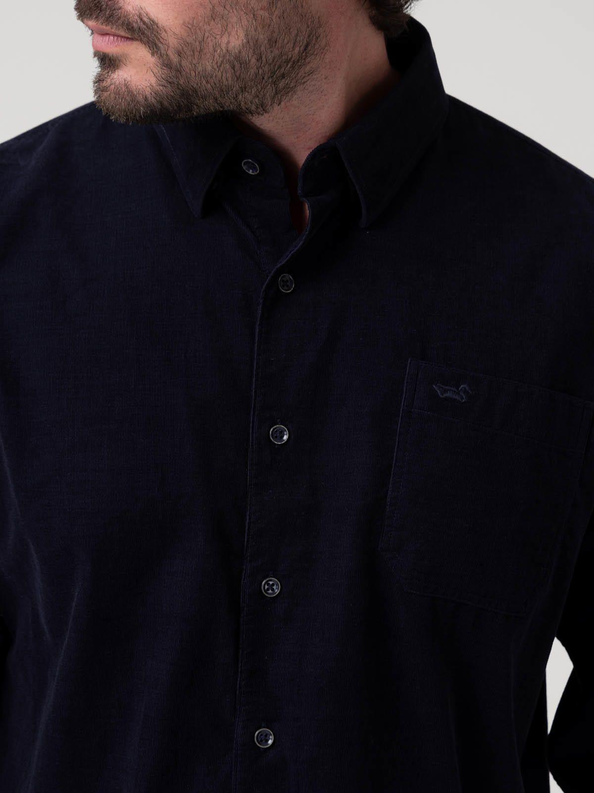Camisa Algodón Orgánico Hombre Corduroy Azul marino-6