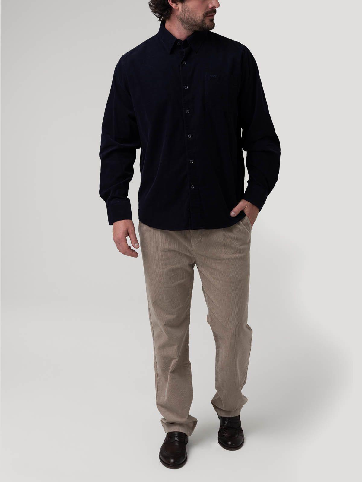 Camisa Algodón Orgánico Hombre Corduroy Azul marino-7