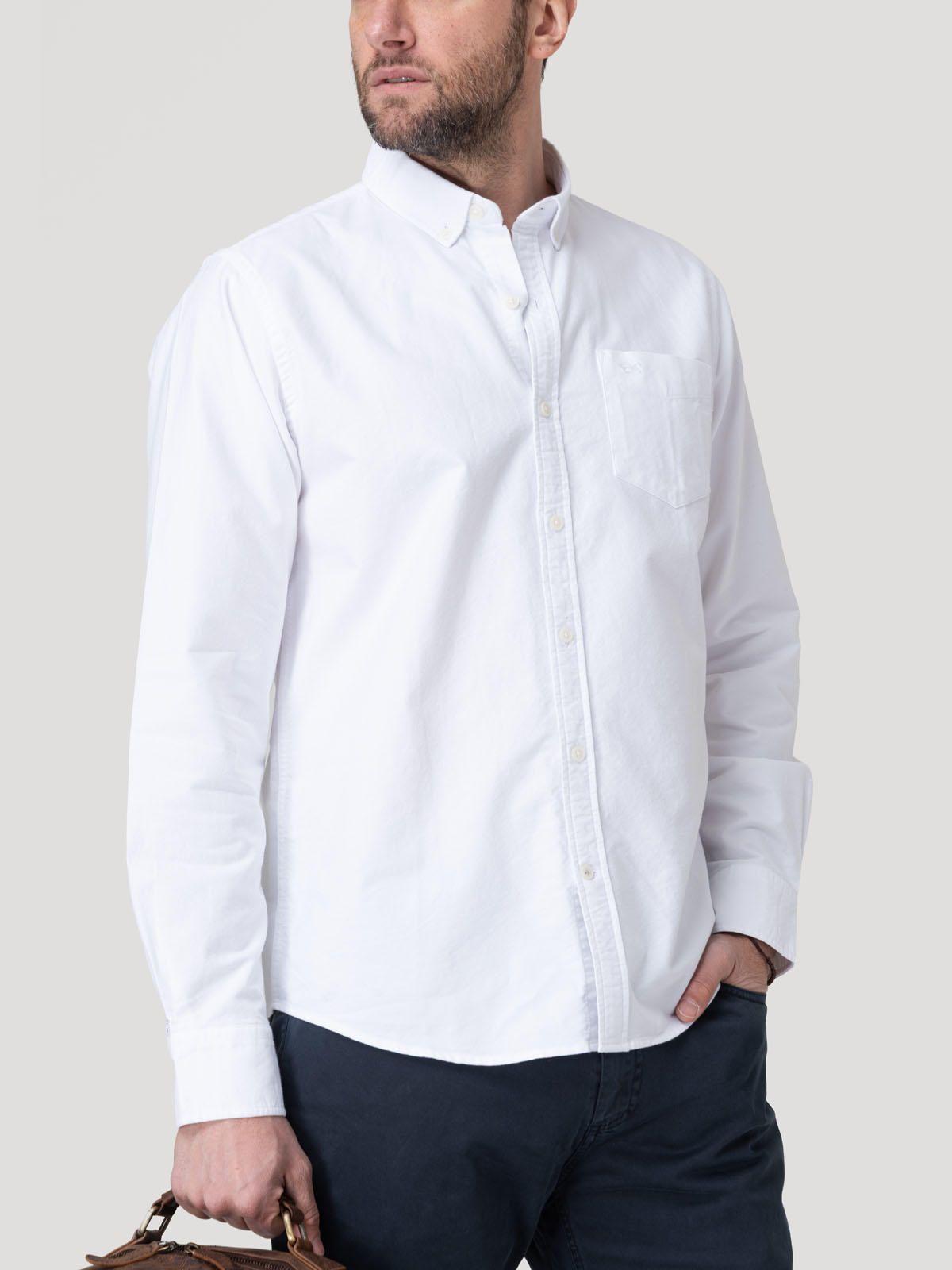 Camisa Algodón Hombre Oxford Blanco-4