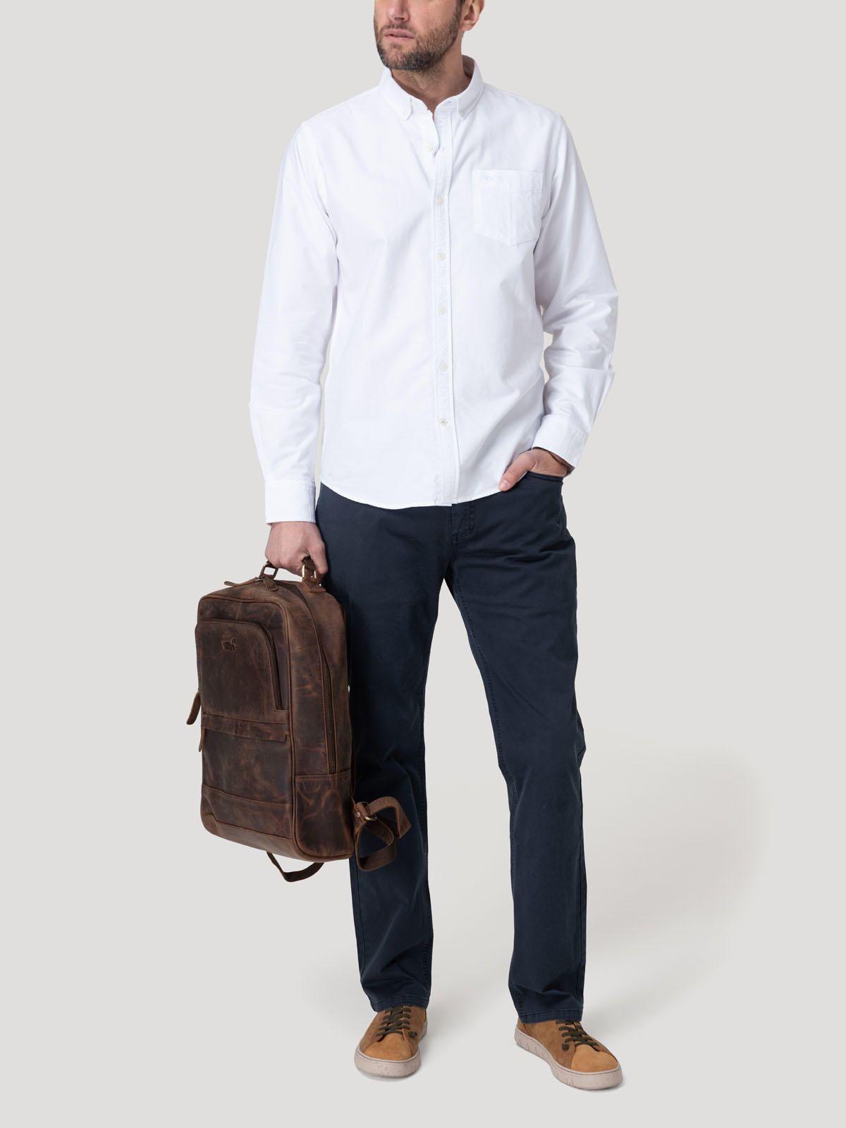 Camisa Algodón Hombre Oxford Blanco-7