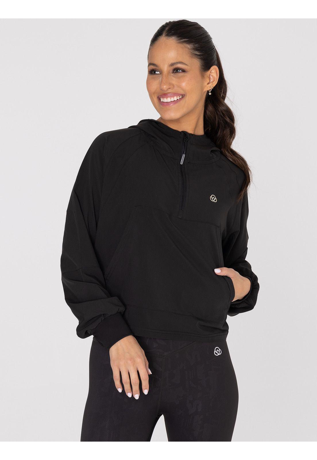 Polerón Mujer Half Zip Demi Negro-0