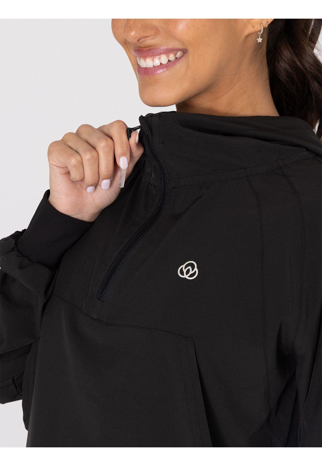 Polerón Mujer Half Zip Demi Negro-4