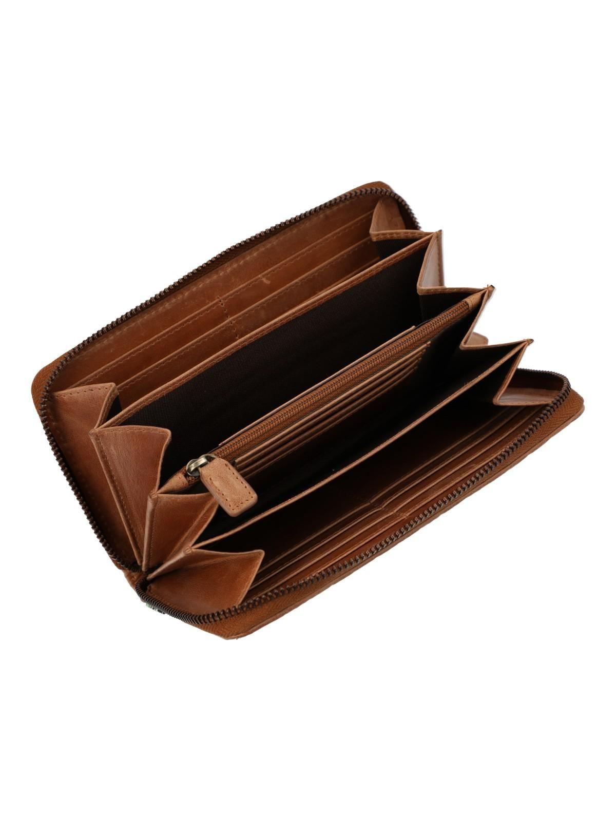 Billetera Cuero Mujer Fd Braid Bigzip Café-3