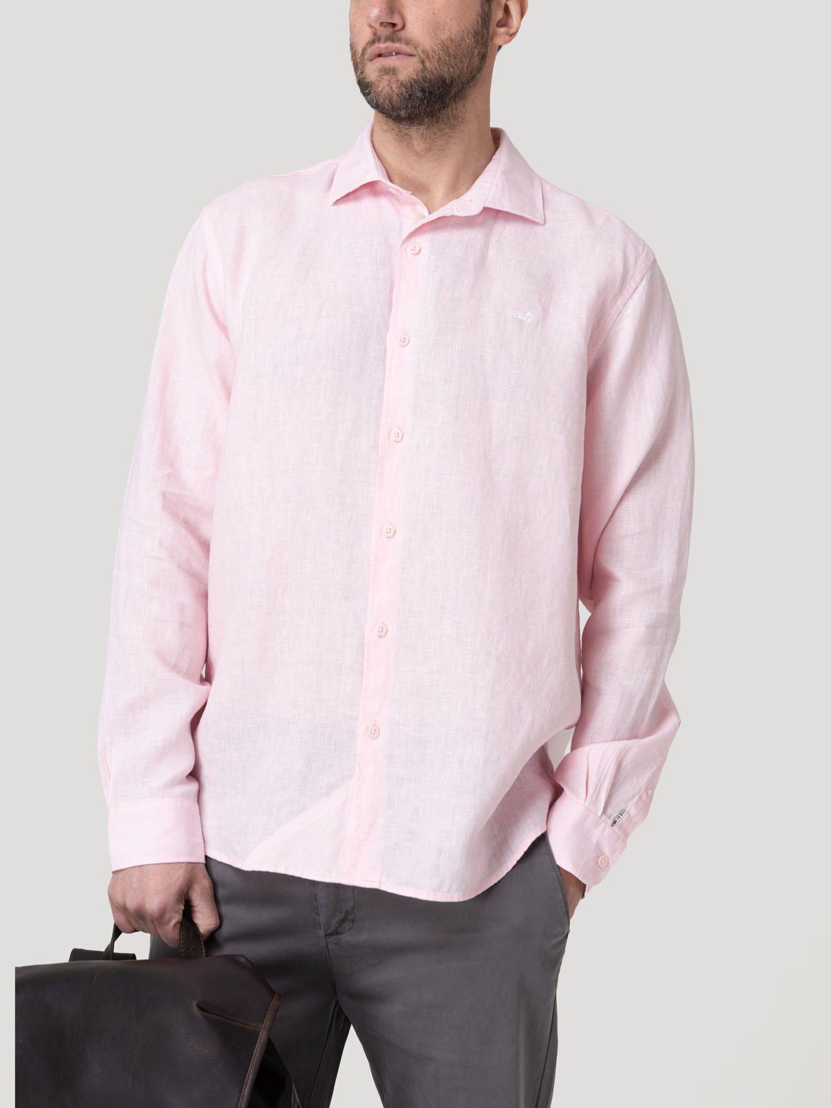 Camisa Lino Orgánico Hombre Linenit Rosado-4