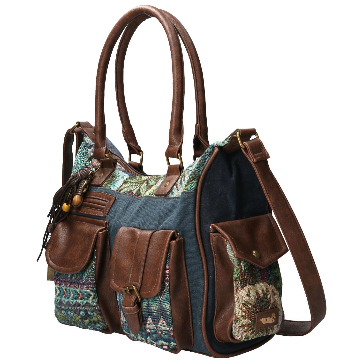 Cartera Textil Mujer Rossi Hobo Azul-1