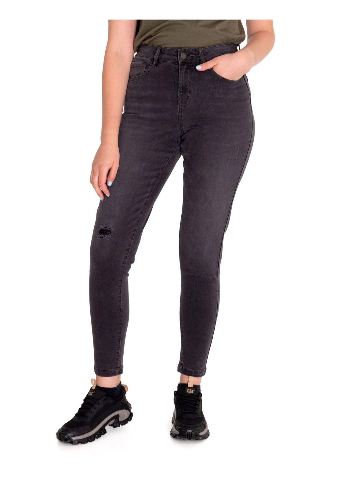 Jeans Denim Mujer Triblend Mid-Rise Skinny Gris CAT-0