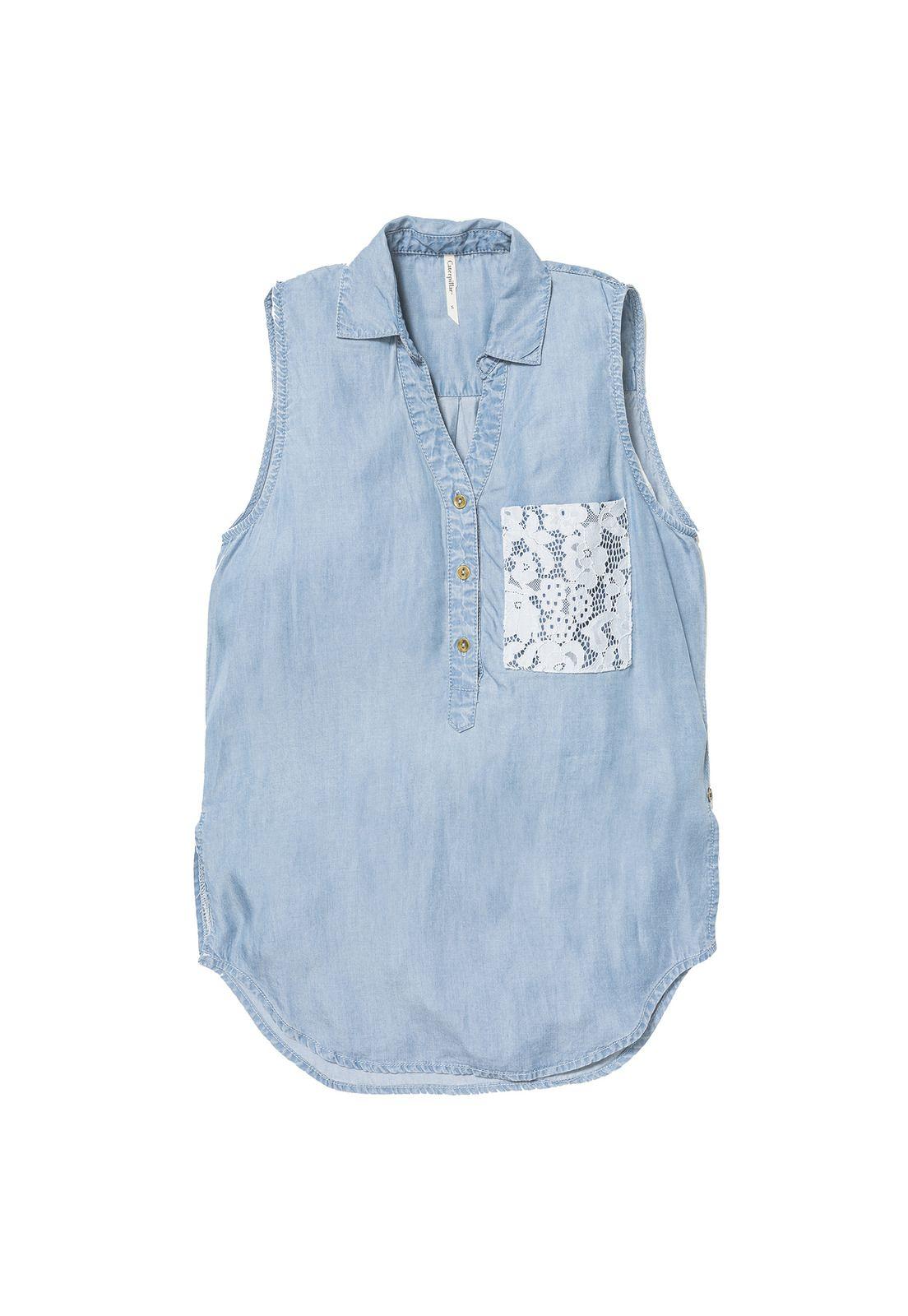 BLUSA S/M MUJER SLEEVELESS DENIM SHI AZUL CLARO-0