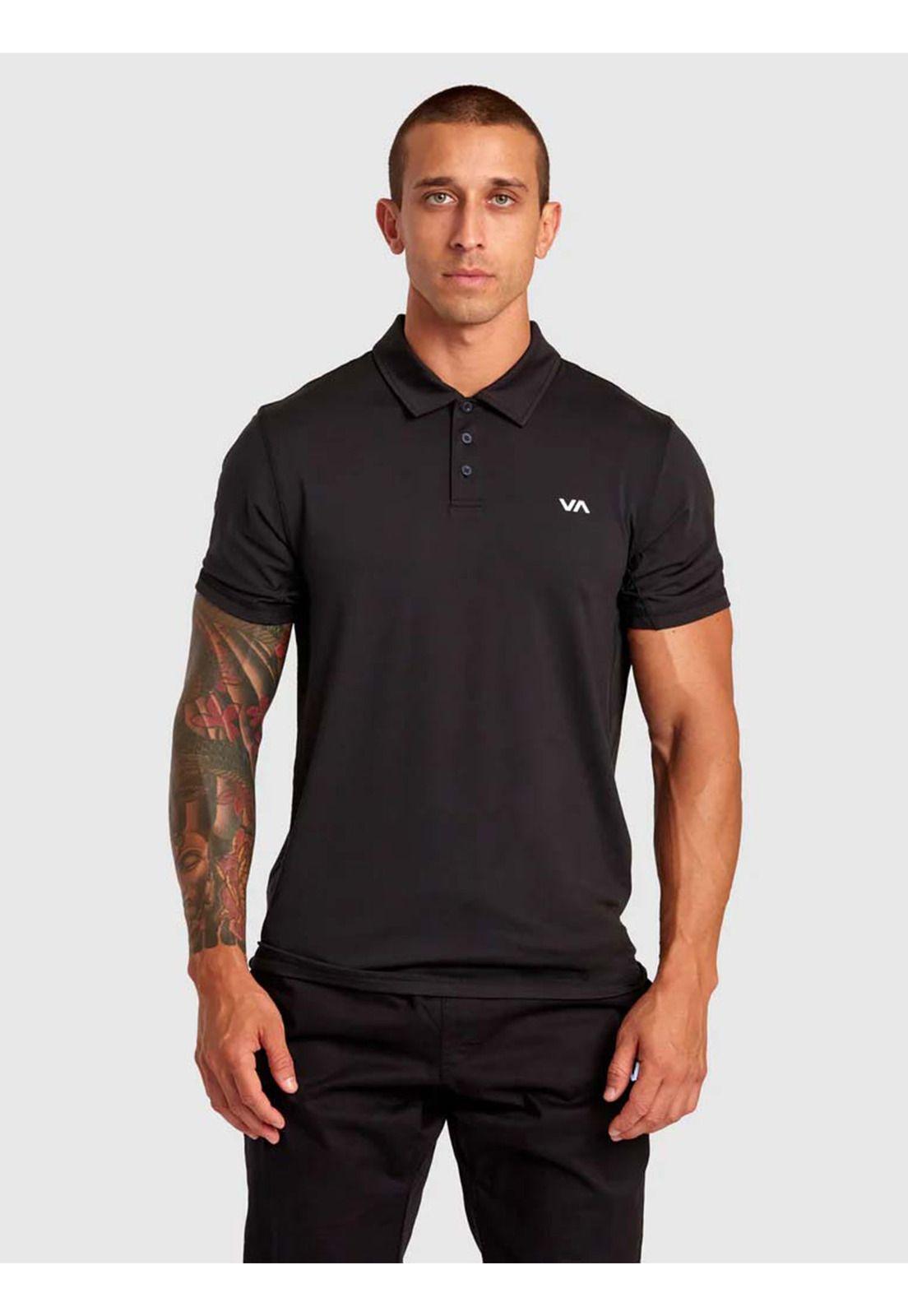 Polera manga corta Hombre Sport Vent Polo Negro Rvca-0