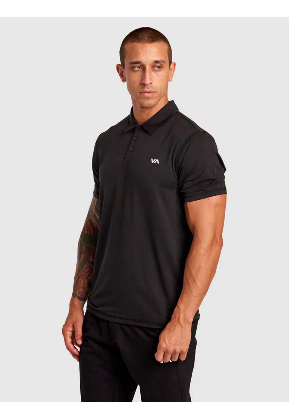 Polera manga corta Hombre Sport Vent Polo Negro Rvca-1