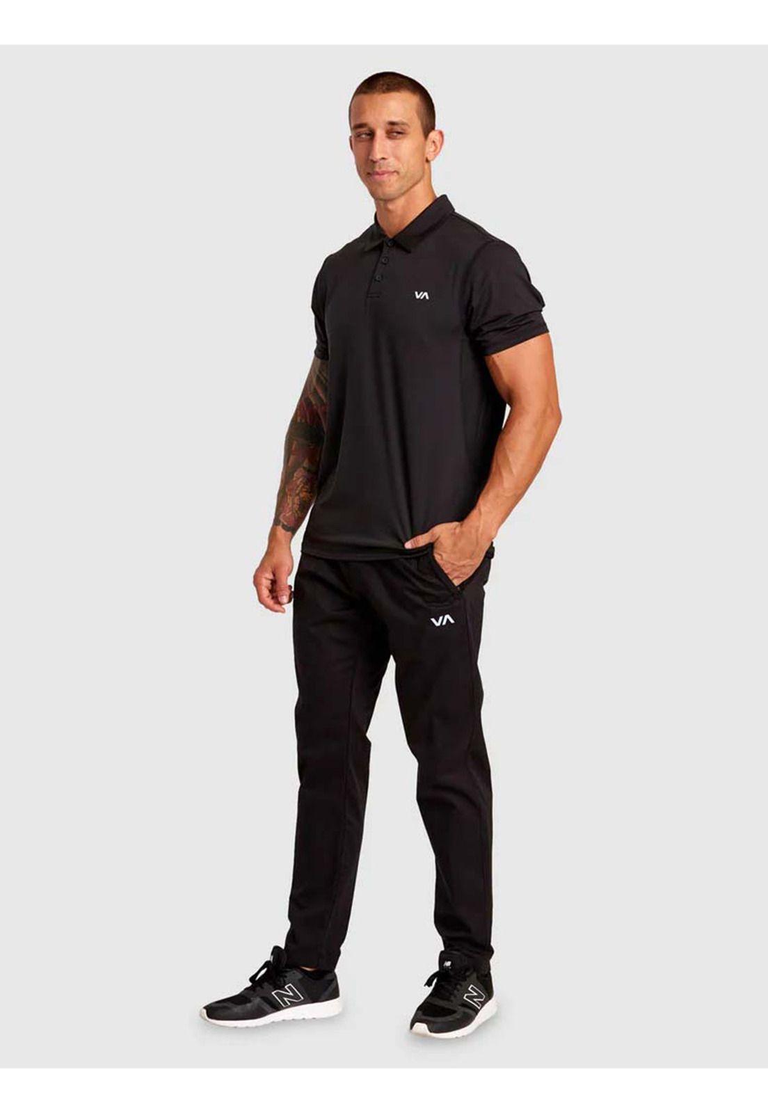 Polera manga corta Hombre Sport Vent Polo Negro Rvca-5