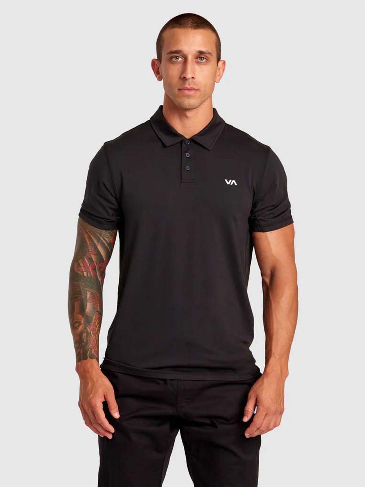 Polera manga corta Hombre Sport Vent Polo Negro Rvca-0