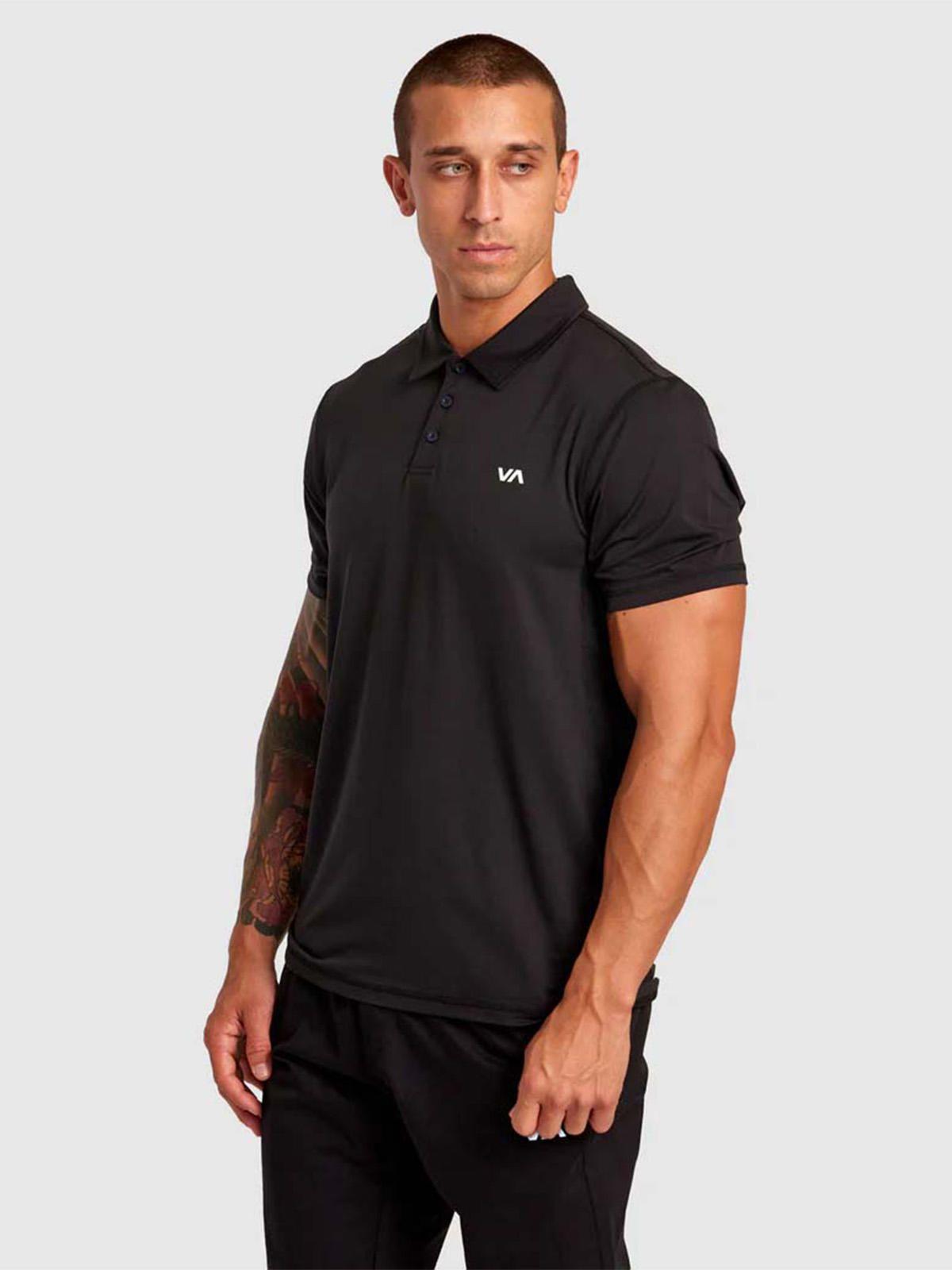 Polera manga corta Hombre Sport Vent Polo Negro Rvca-1