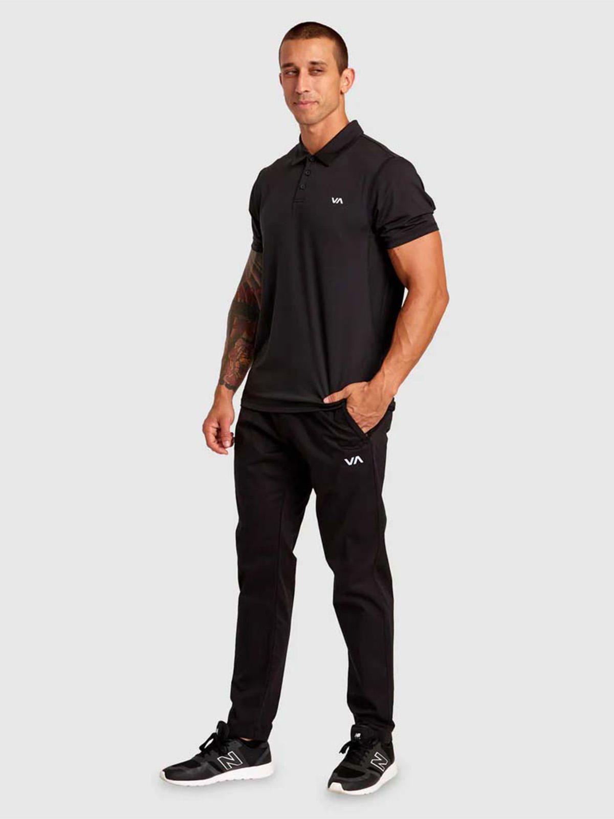 Polera manga corta Hombre Sport Vent Polo Negro Rvca-5