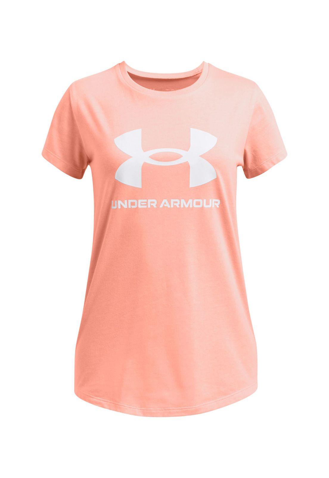 Polera manga corta UA para niña Naranjo-0