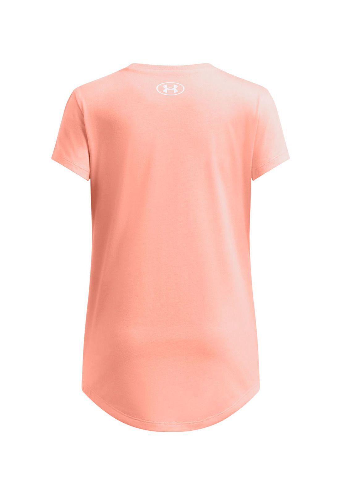 Polera manga corta UA para niña Naranjo-1