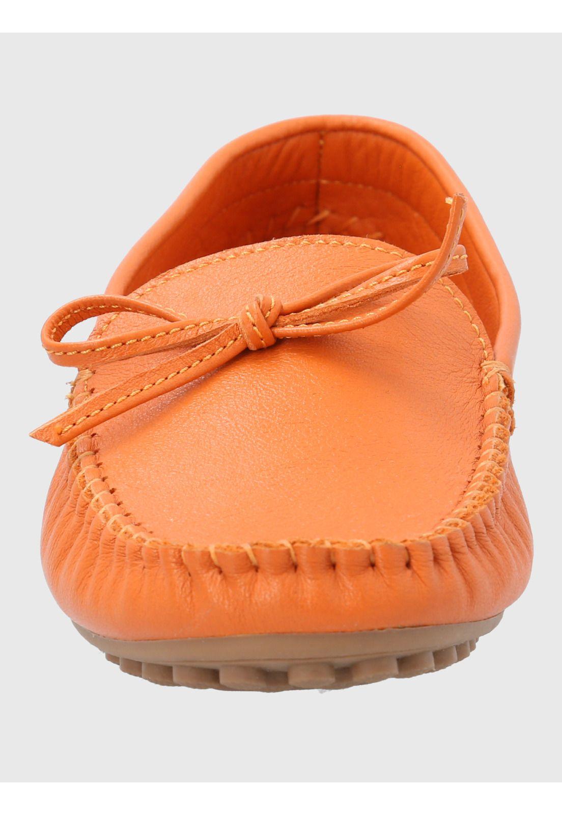 Mocasin Cuero Mujer Tado Naranjo-3
