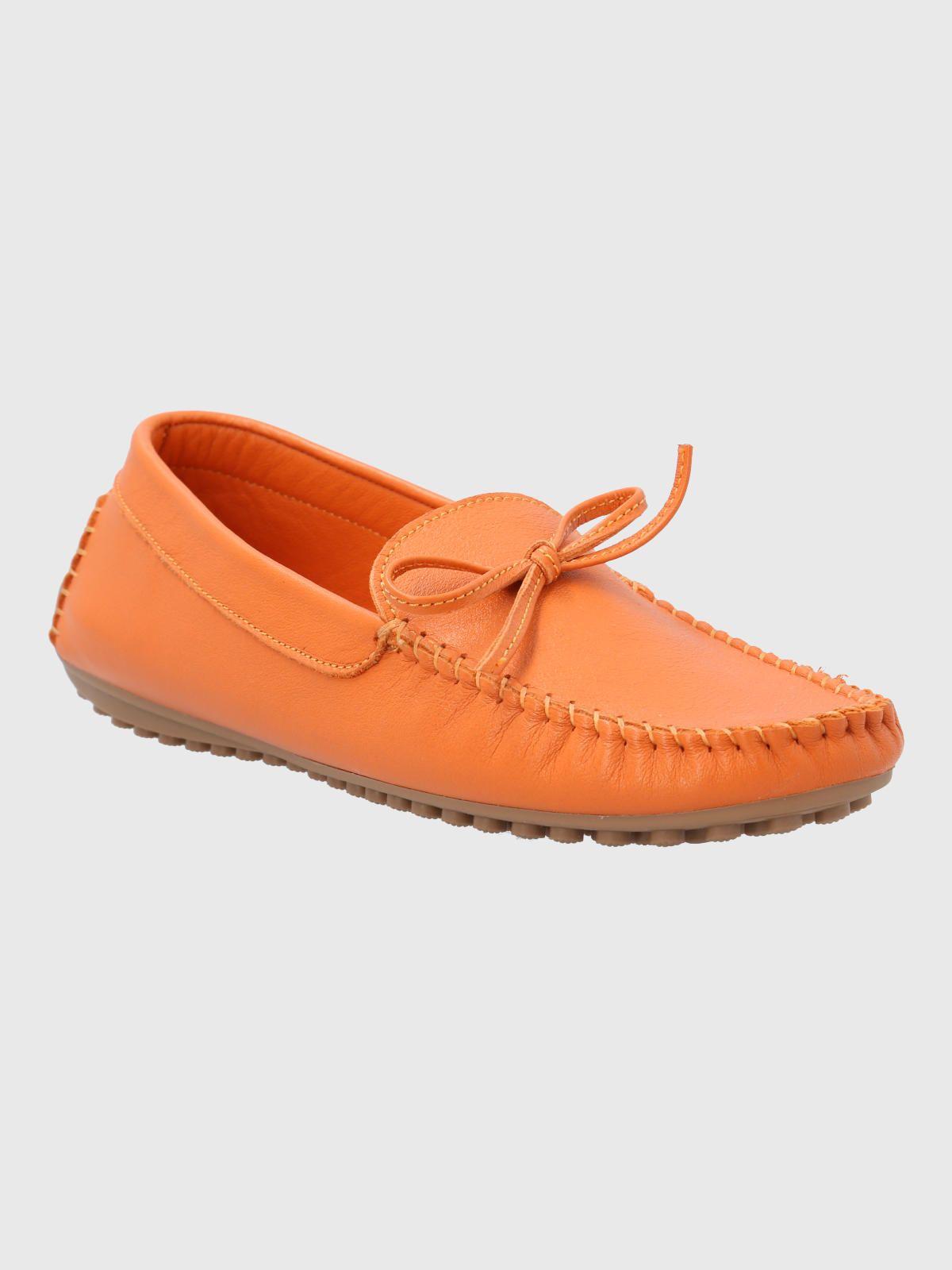 Mocasin Cuero Mujer Tado Naranjo-0