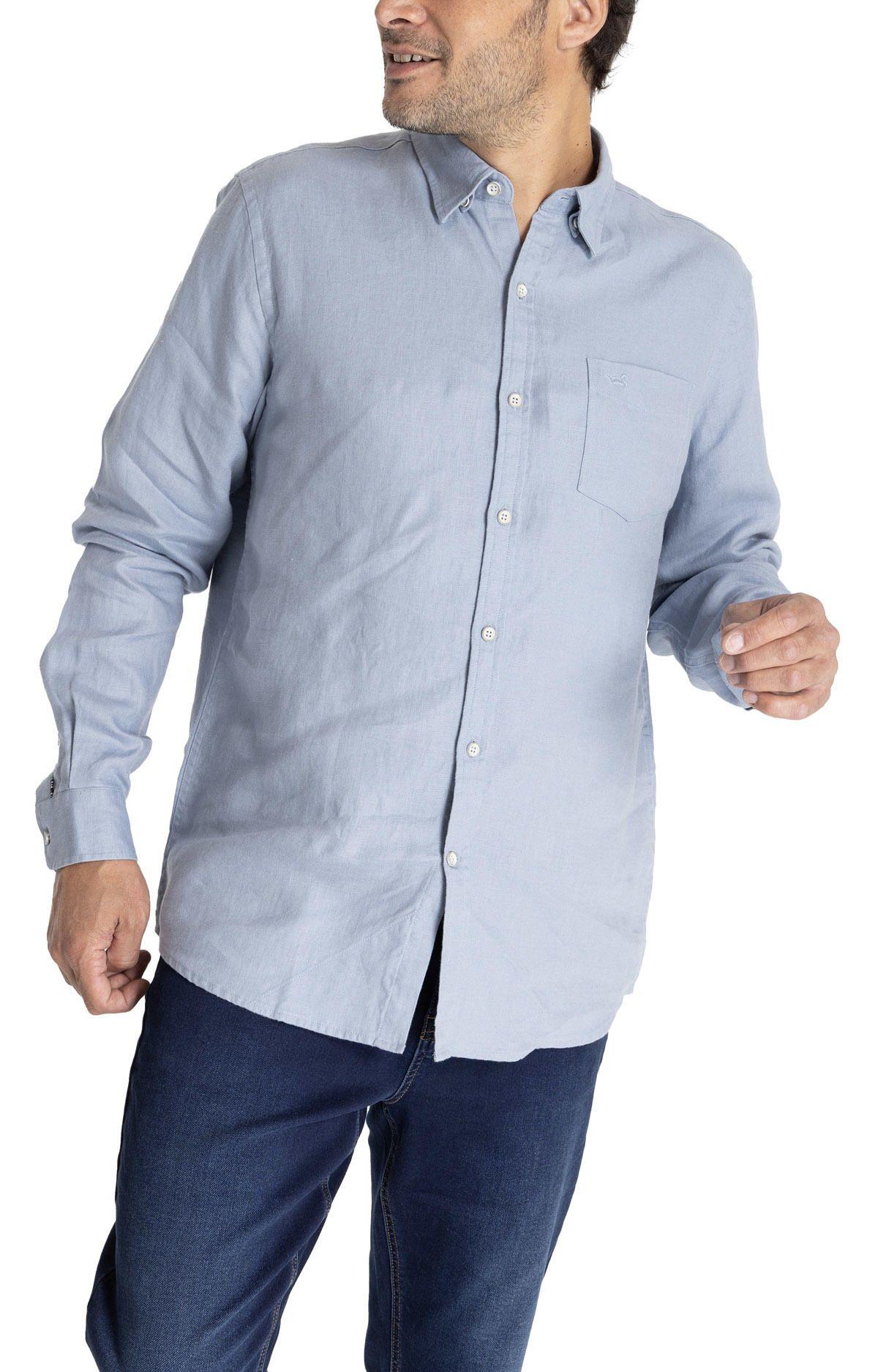 Camisa M/L Hombre Linen Azul Claro-5