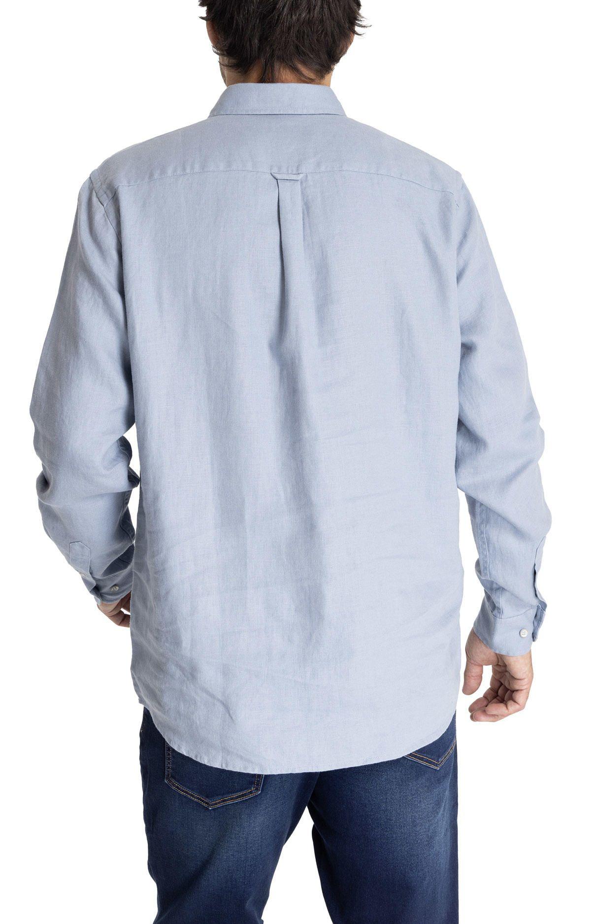Camisa M/L Hombre Linen Azul Claro-7
