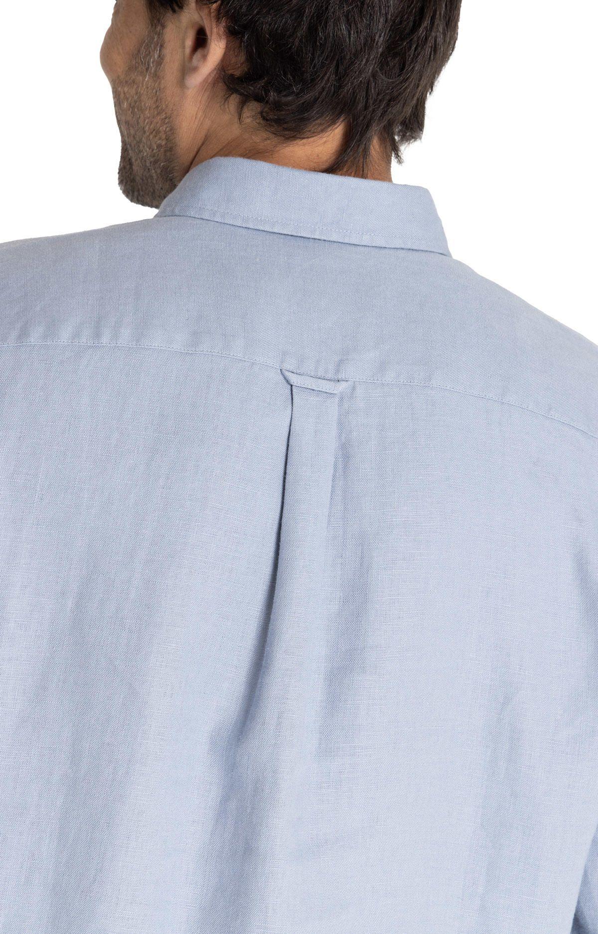 Camisa M/L Hombre Linen Azul Claro-8