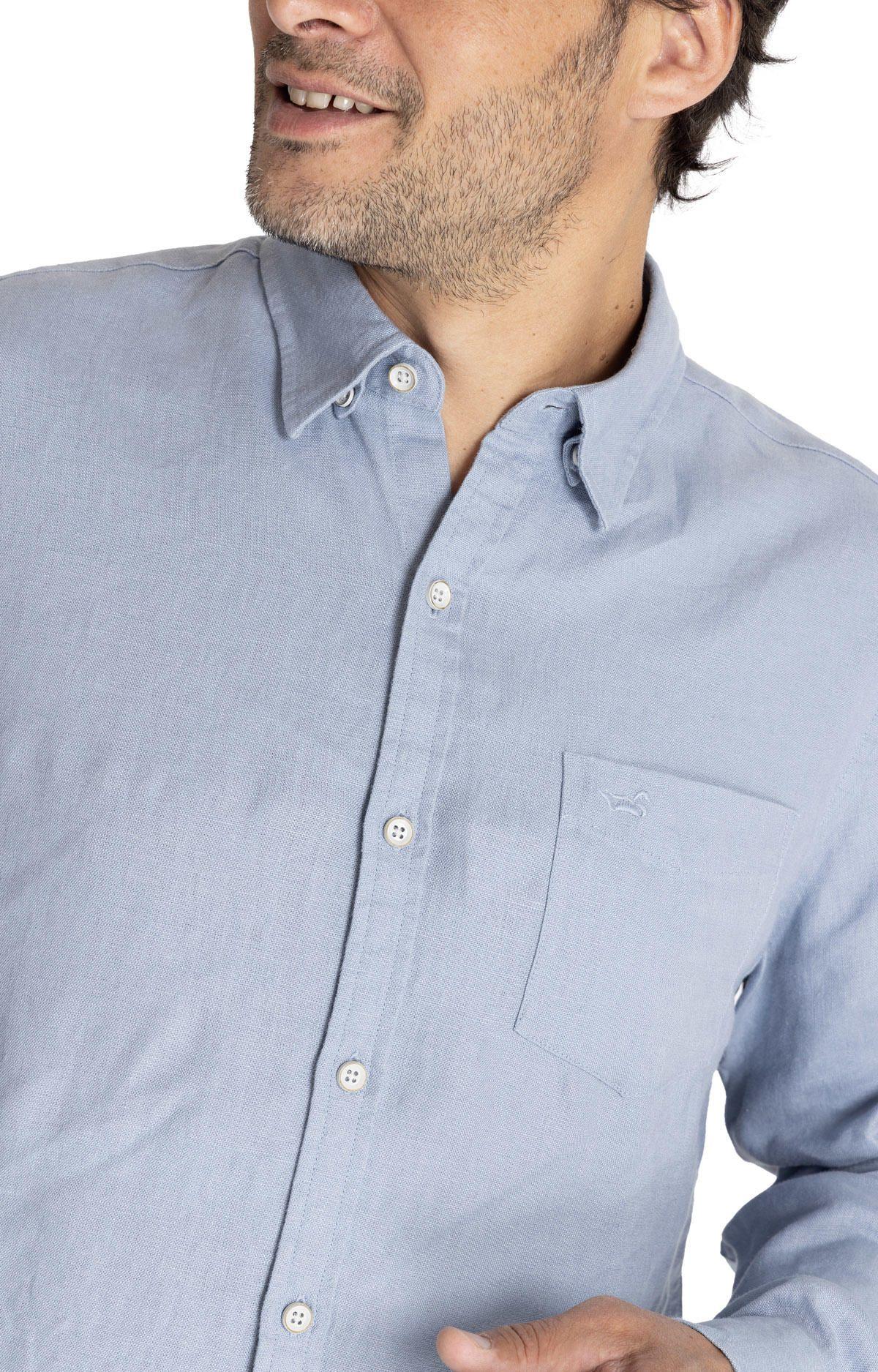 Camisa M/L Hombre Linen Azul Claro-9