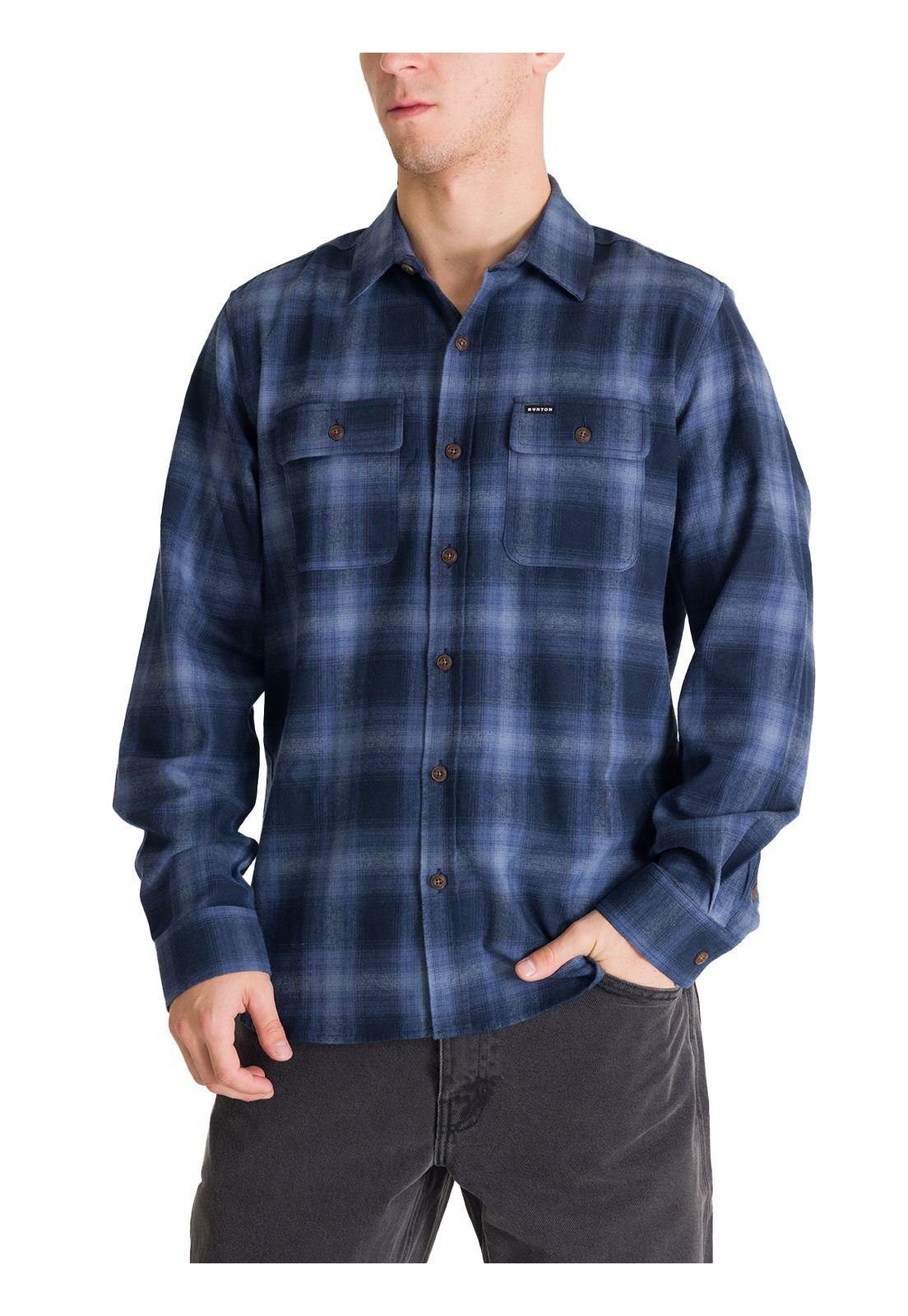Camisa Manga Larga Hombre Flannel Azul Oscuro-0