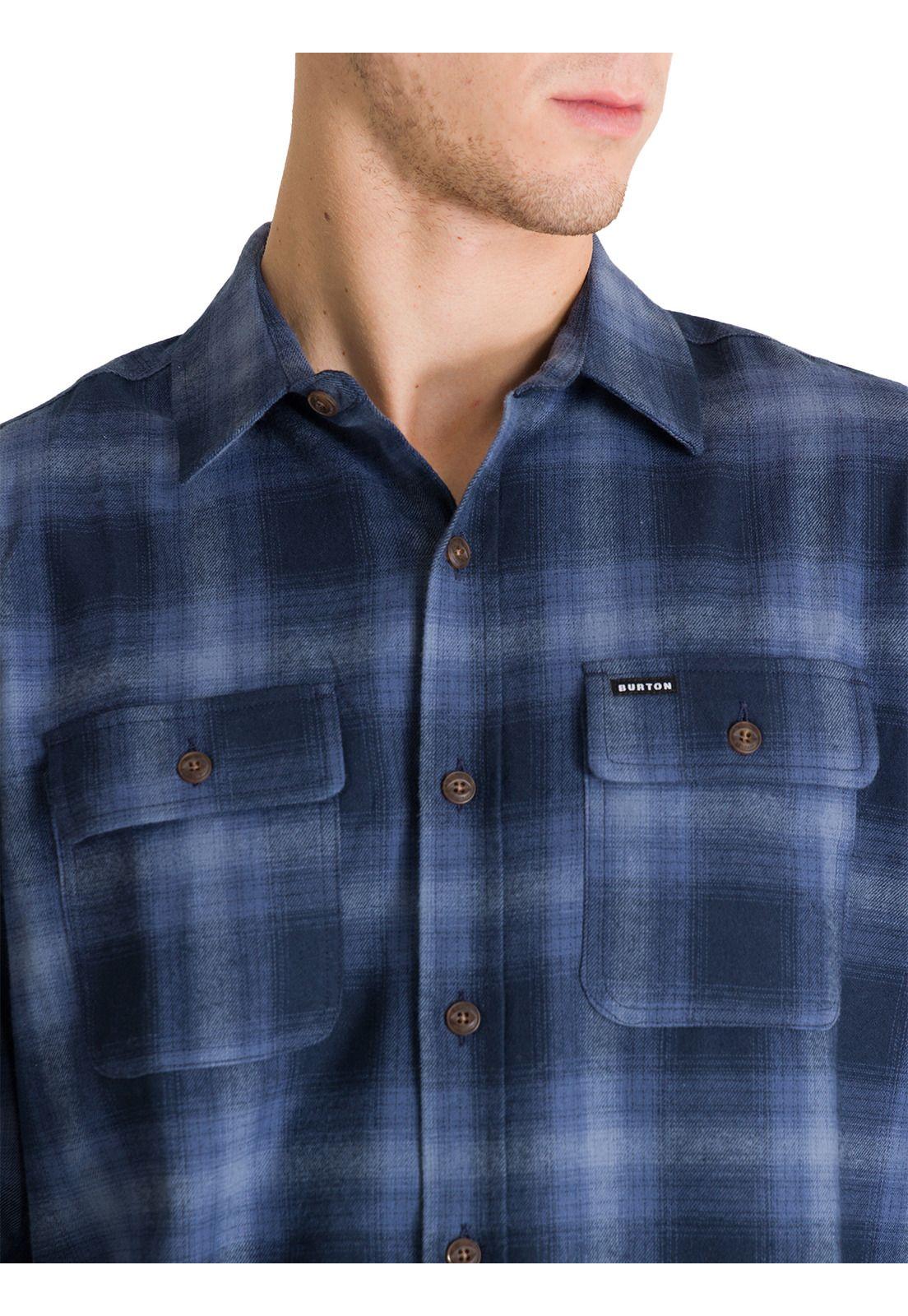 Camisa Manga Larga Hombre Flannel Azul Oscuro-4