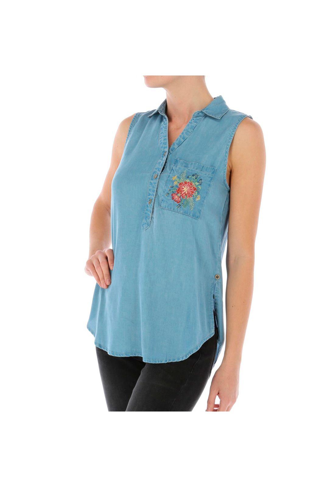 BLUSA S/M MUJER SLEEVELESS DENIM SHI AZUL CLARO-1