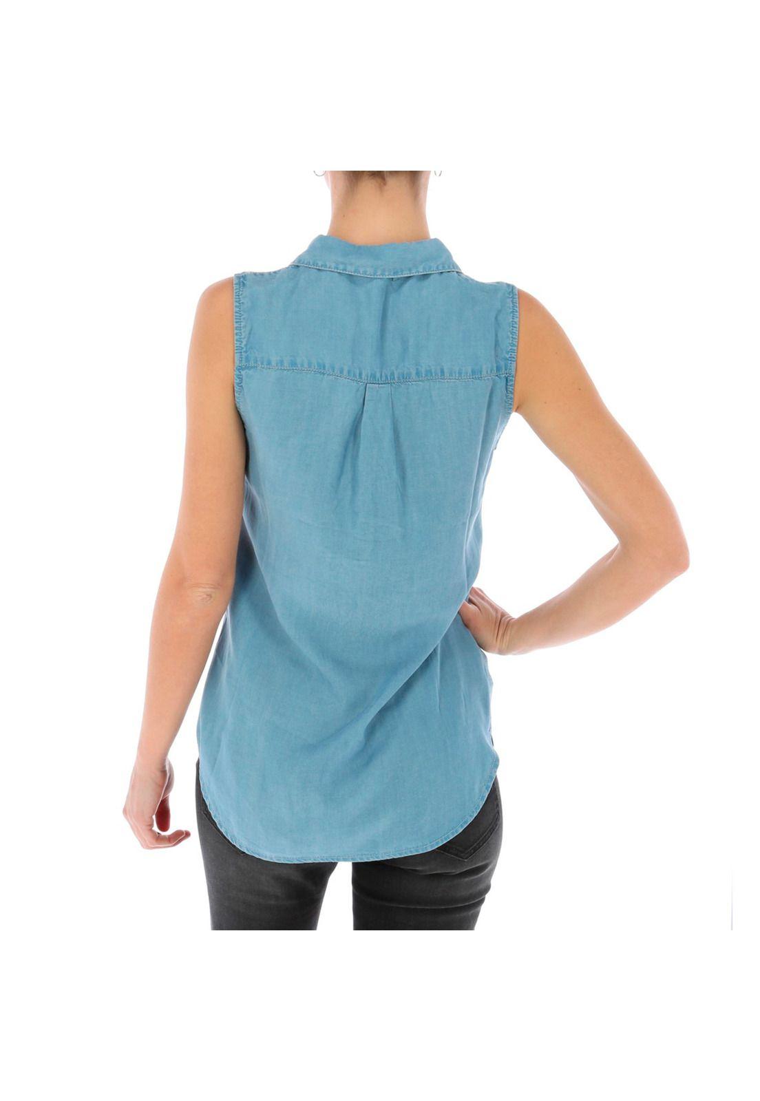 BLUSA S/M MUJER SLEEVELESS DENIM SHI AZUL CLARO-3