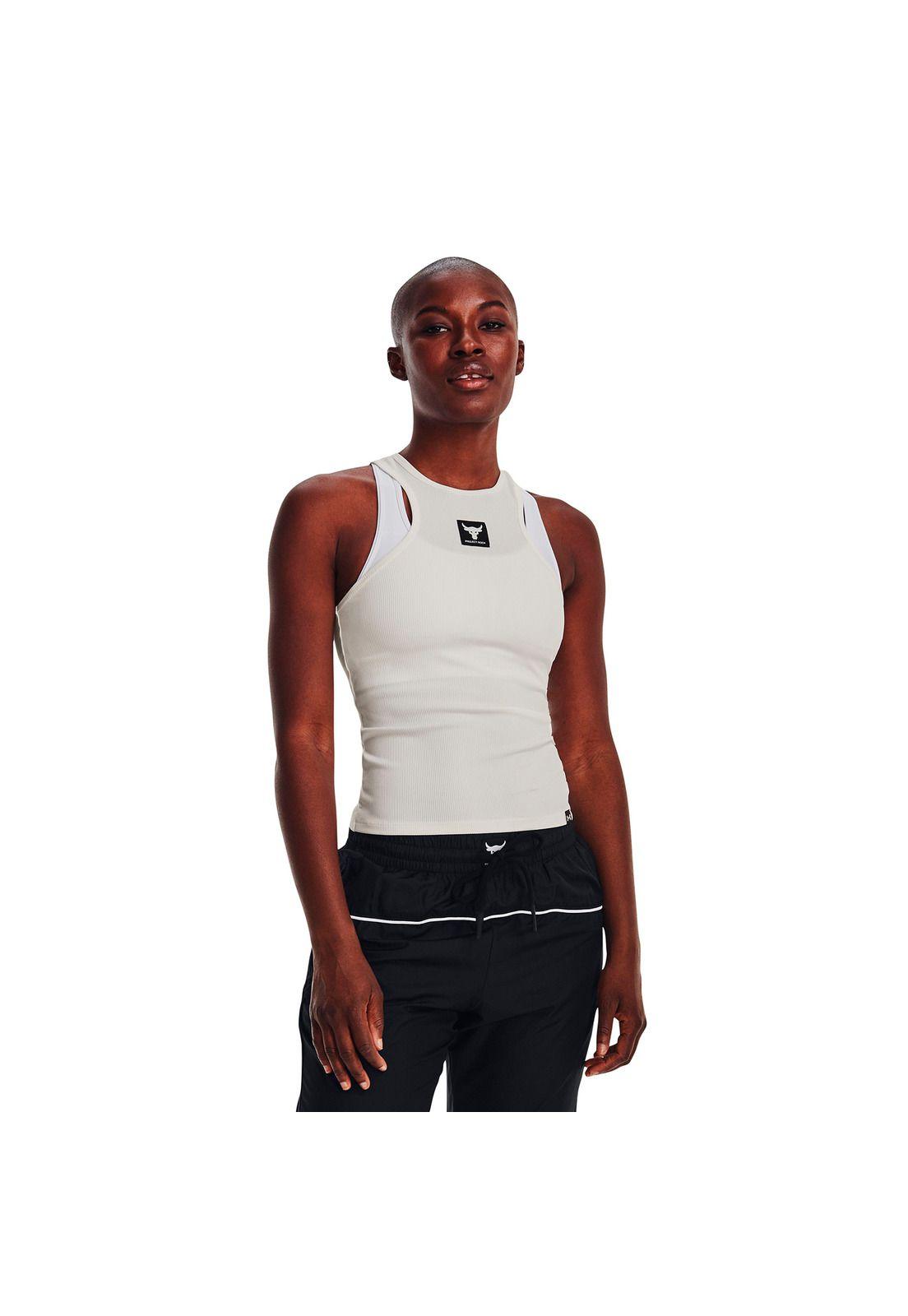 Polera S/M Training Project Rock Rib Blanco Mujer-3
