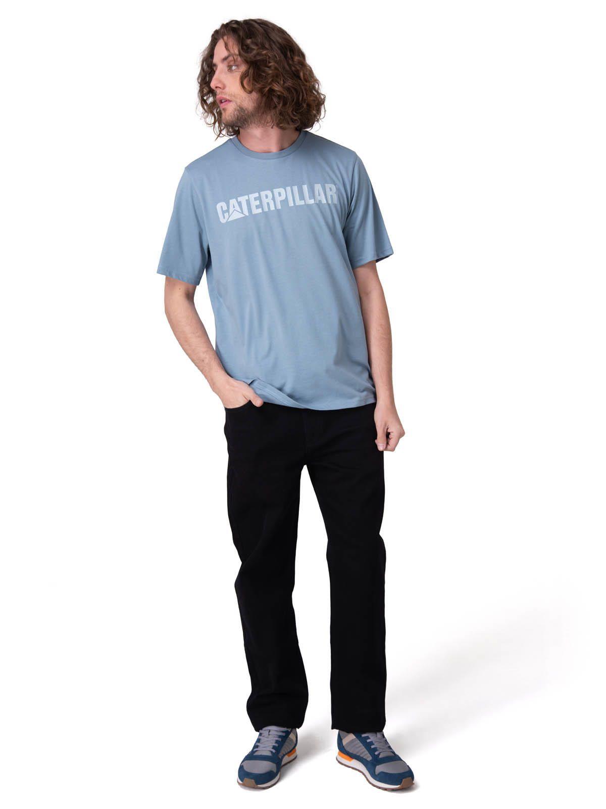Polera Manga Corta Caterpillar Logo Tee Hombre Celeste-4