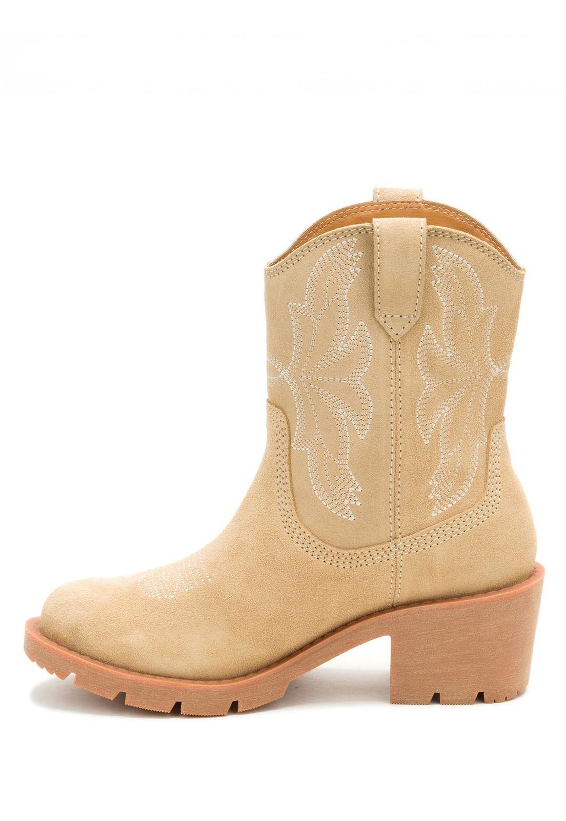 Bota Texana Gamuza Rewrite Frontier Mujer Beige-3