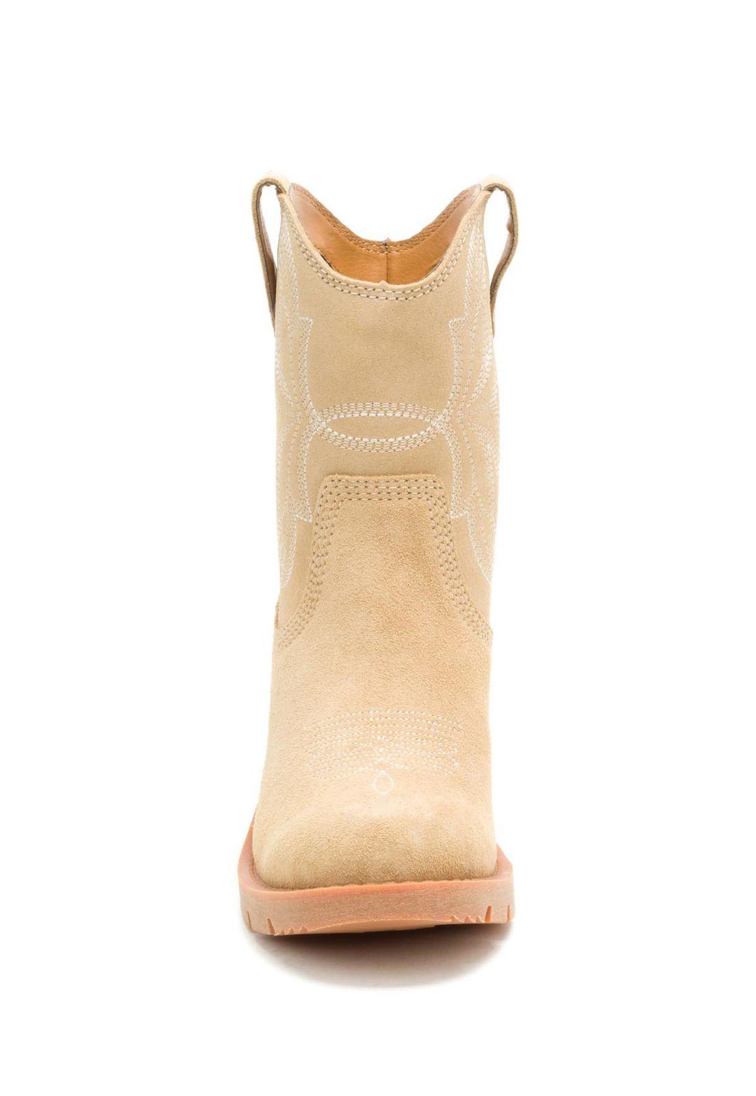Bota Texana Gamuza Rewrite Frontier Mujer Beige-4