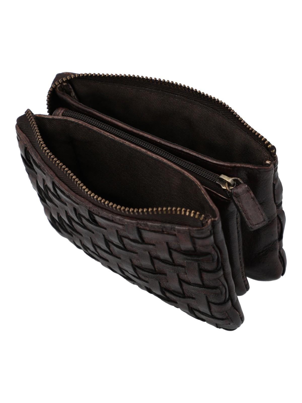 Billetera Cuero Mujer Ws Braid Pouch Café-2
