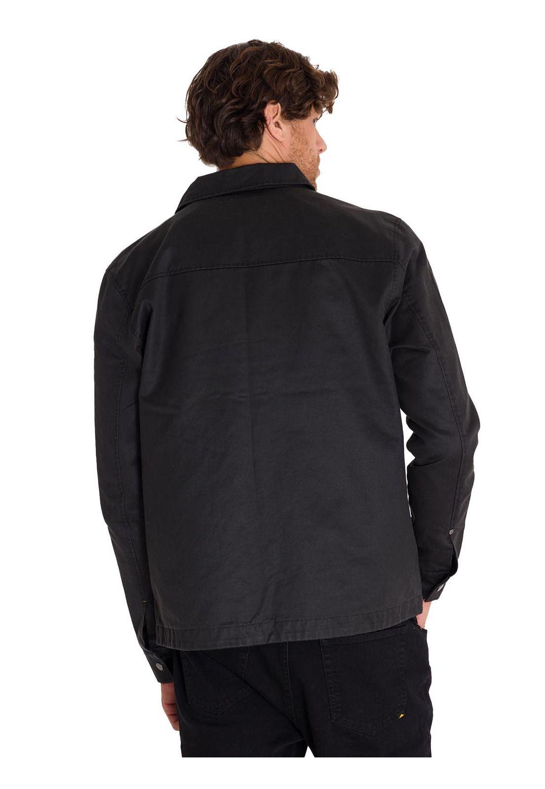 Chaqueta Casual Waxed Chore Hombre Negra-3