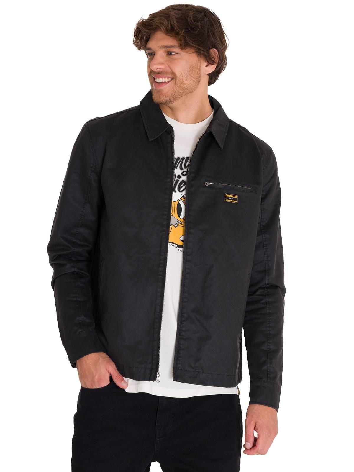 Chaqueta Casual Waxed Chore Hombre Negra-1