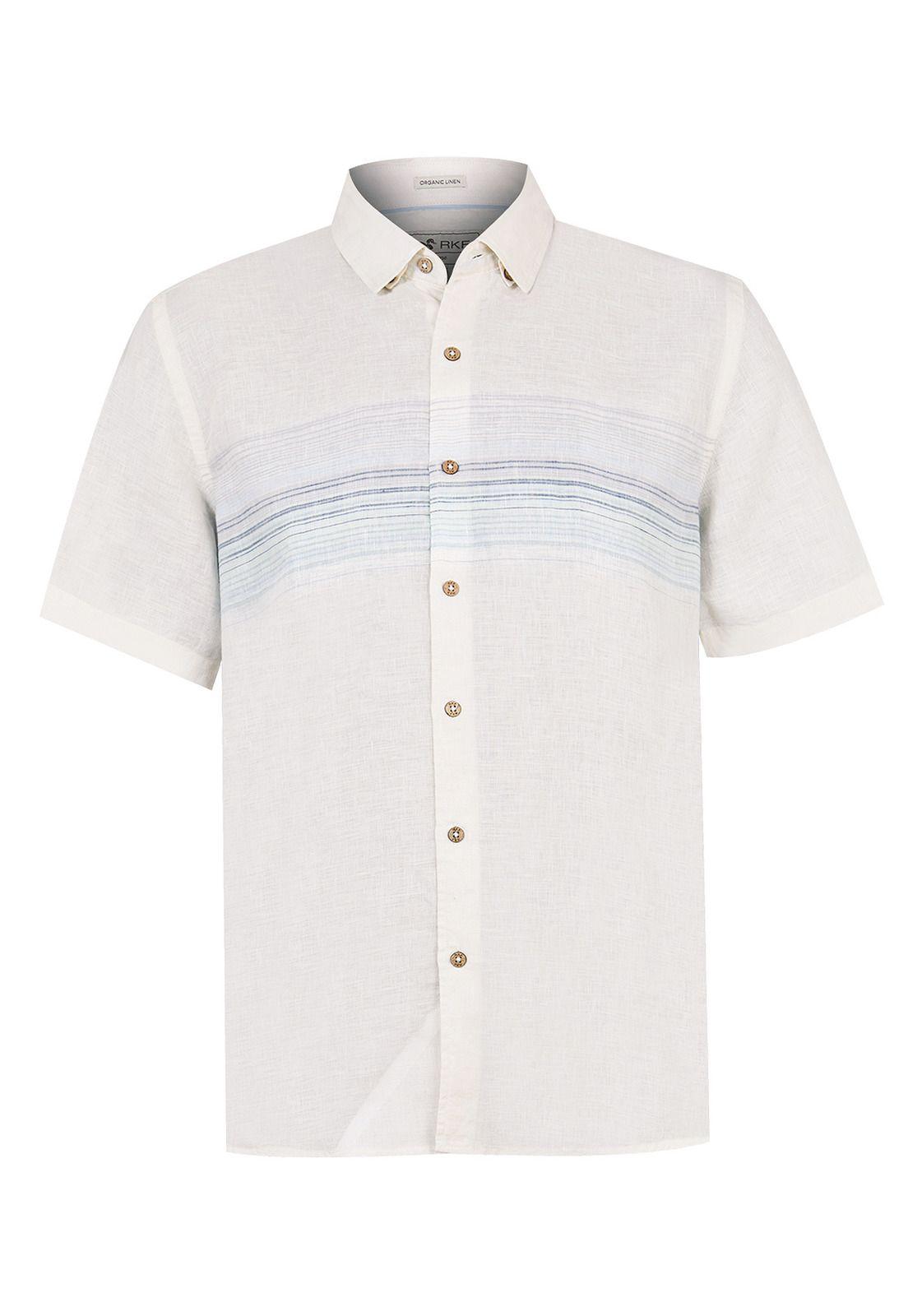 camisa Lino Orgánico Beige Linenstripe Hombre -0