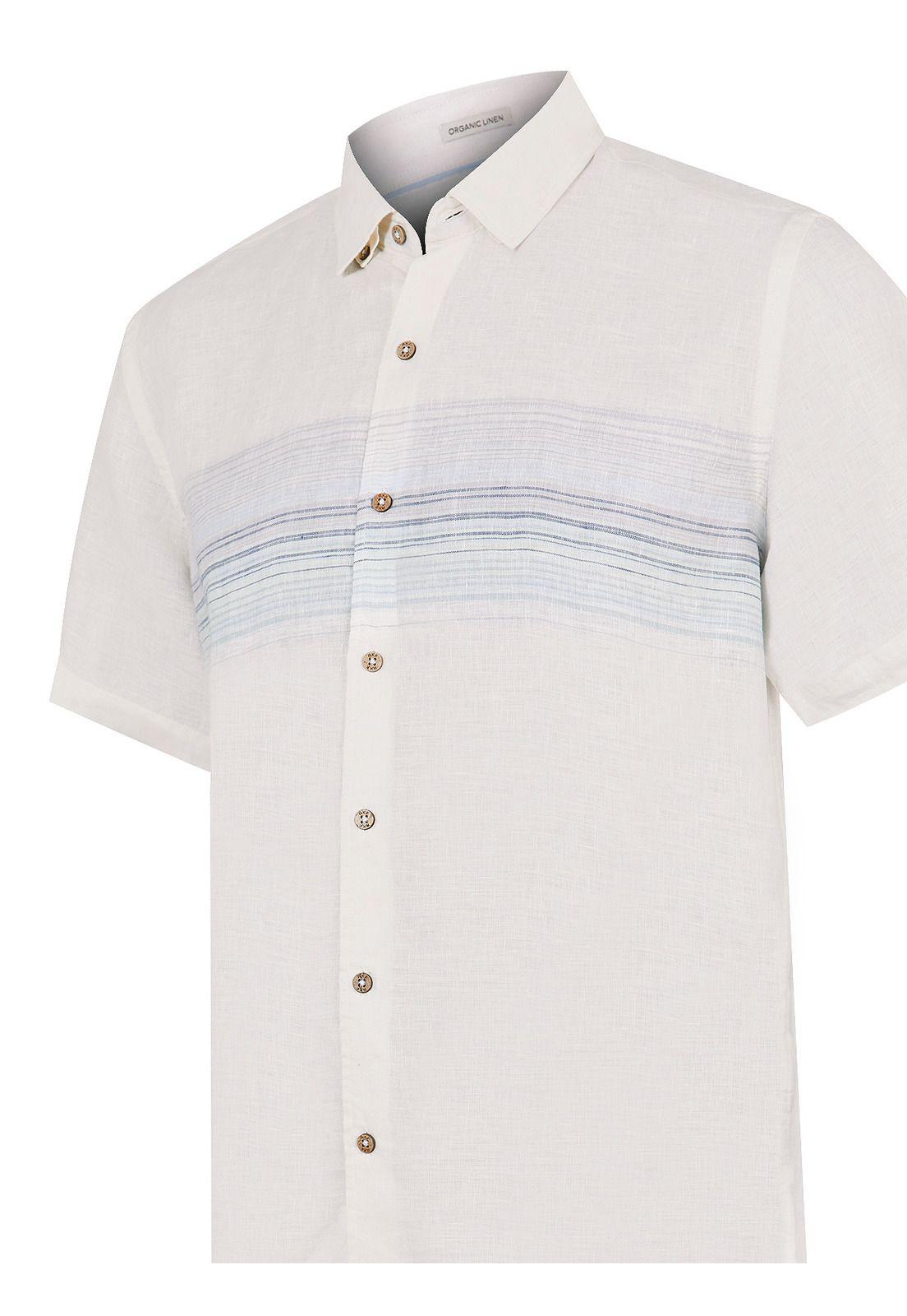 camisa Lino Orgánico Beige Linenstripe Hombre -3