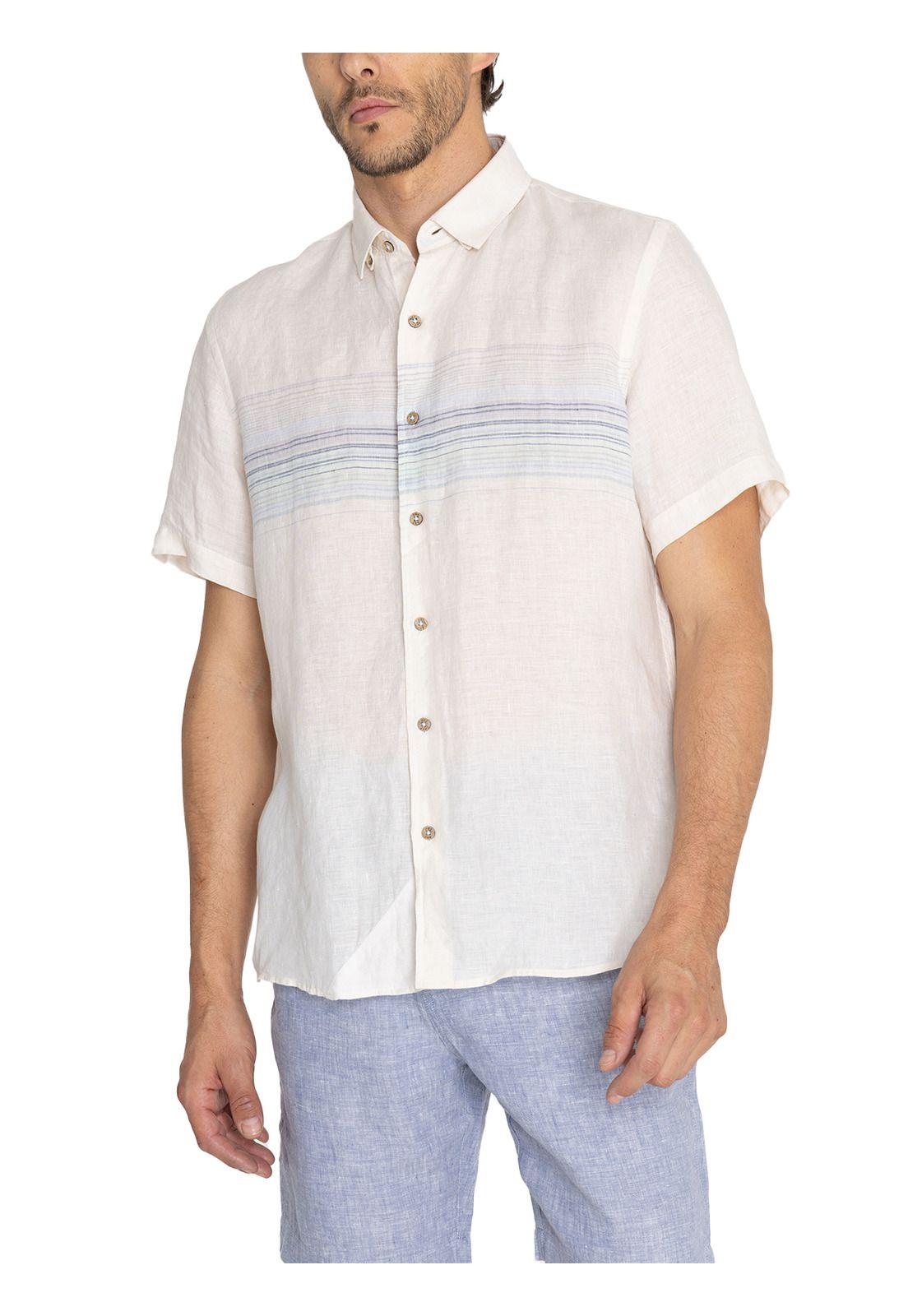 camisa Lino Orgánico Beige Linenstripe Hombre -4