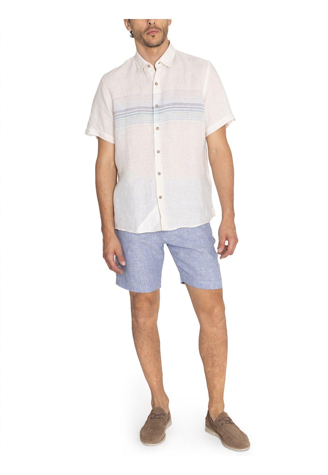 camisa Lino Orgánico Beige Linenstripe Hombre -8
