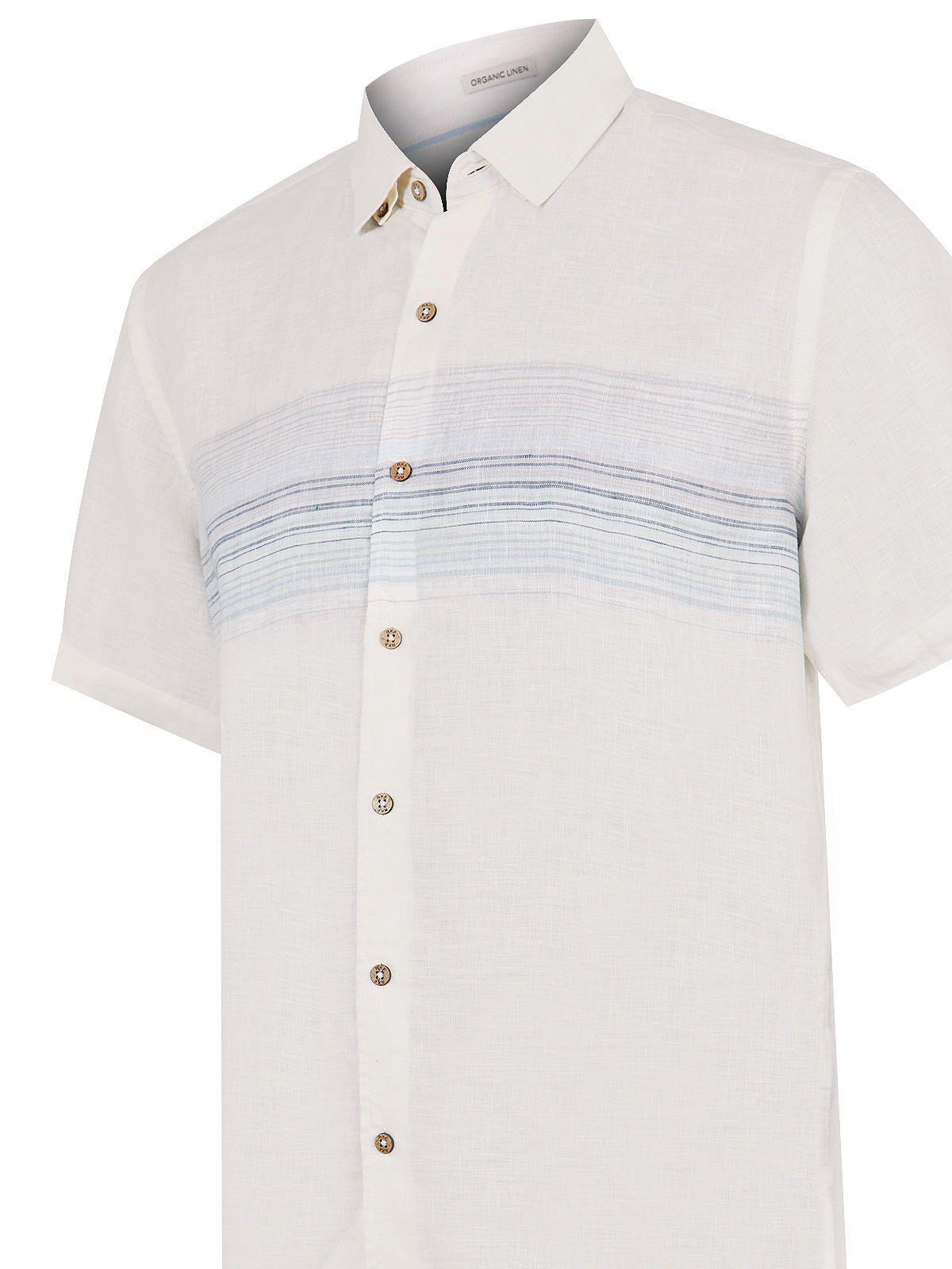camisa Lino Orgánico Beige Linenstripe Hombre -3