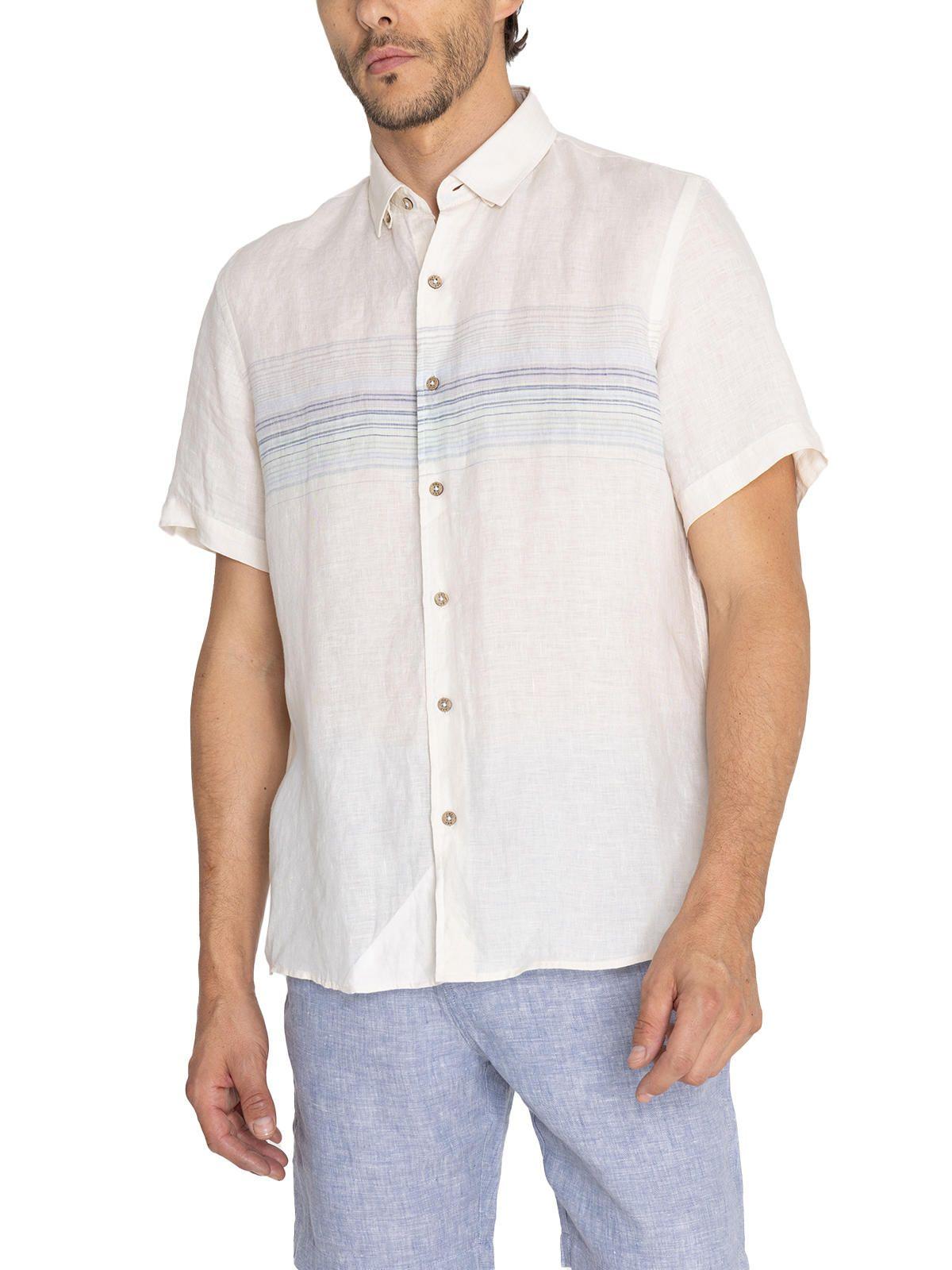 camisa Lino Orgánico Beige Linenstripe Hombre -4