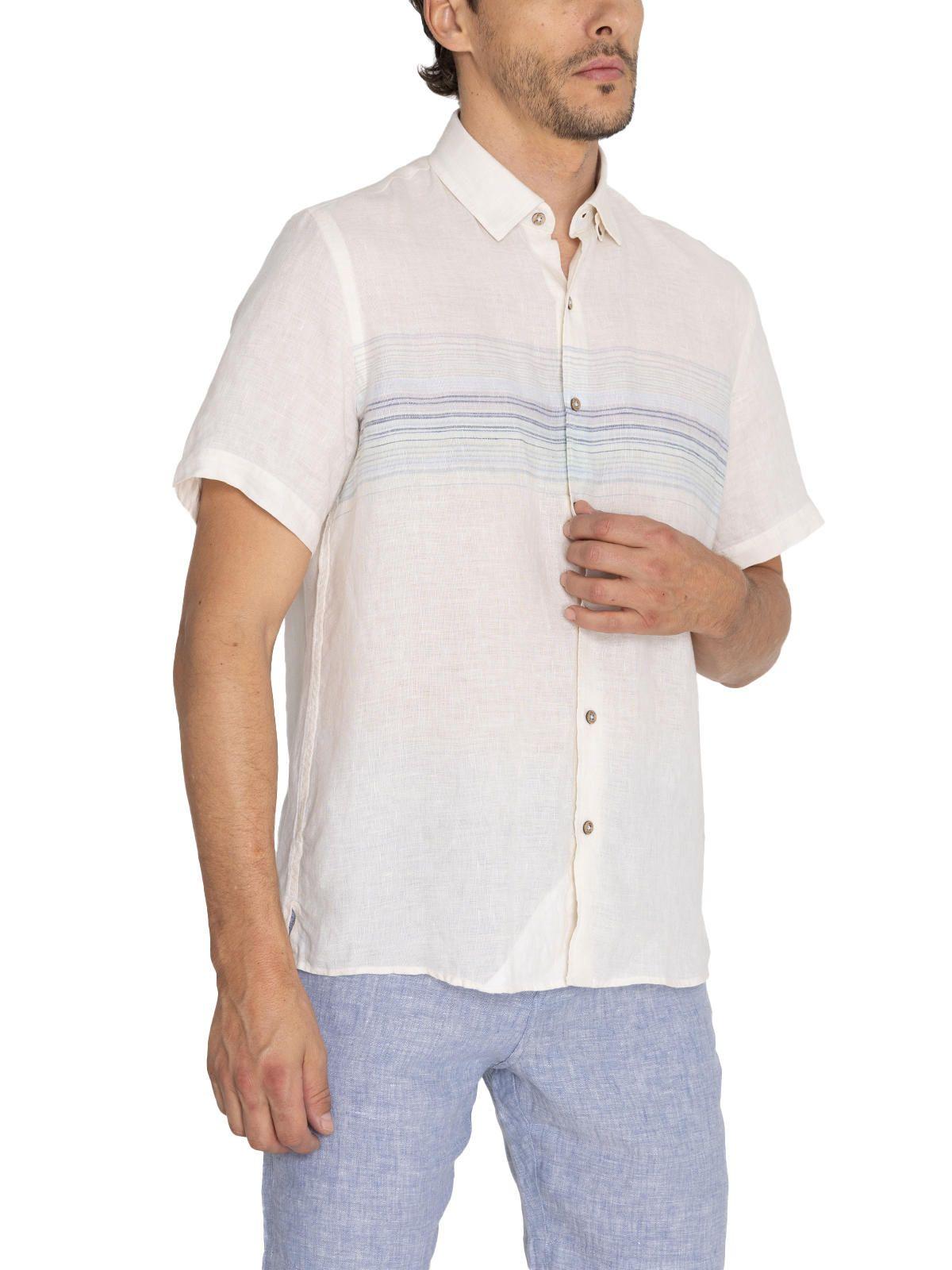 camisa Lino Orgánico Beige Linenstripe Hombre -5