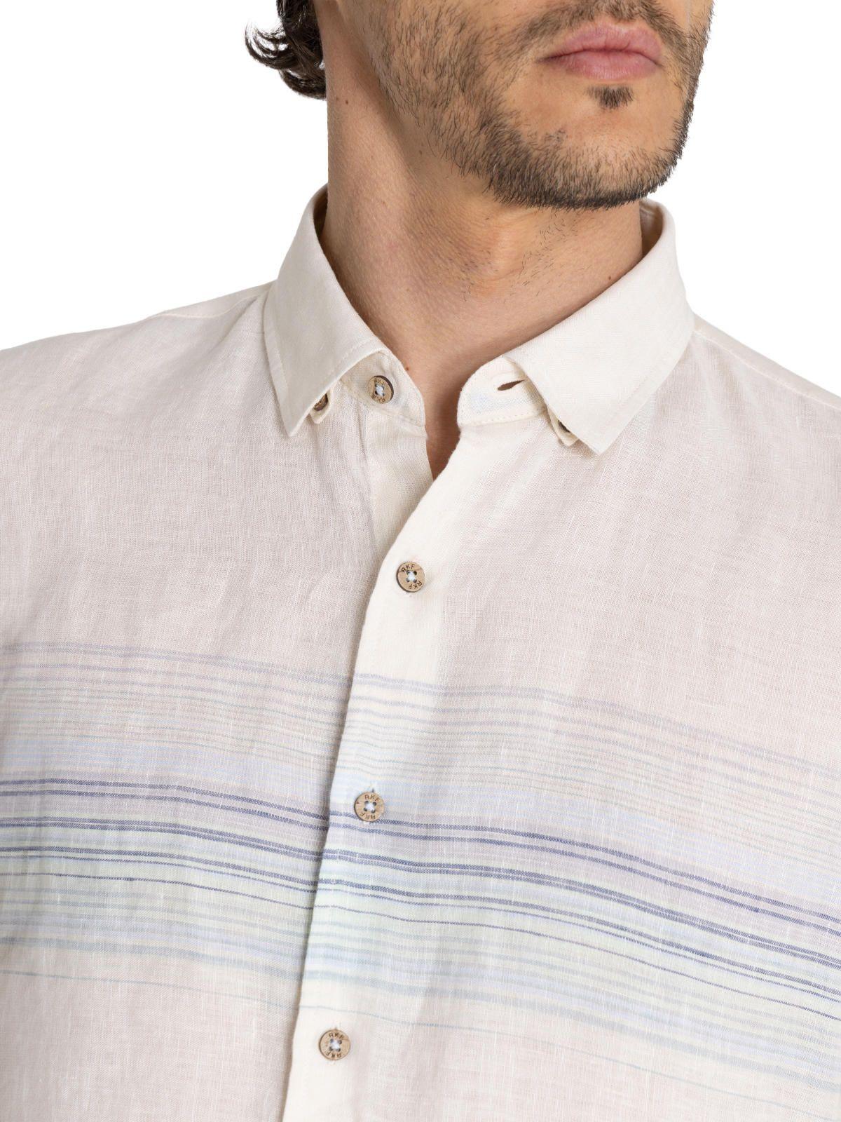 camisa Lino Orgánico Beige Linenstripe Hombre -6