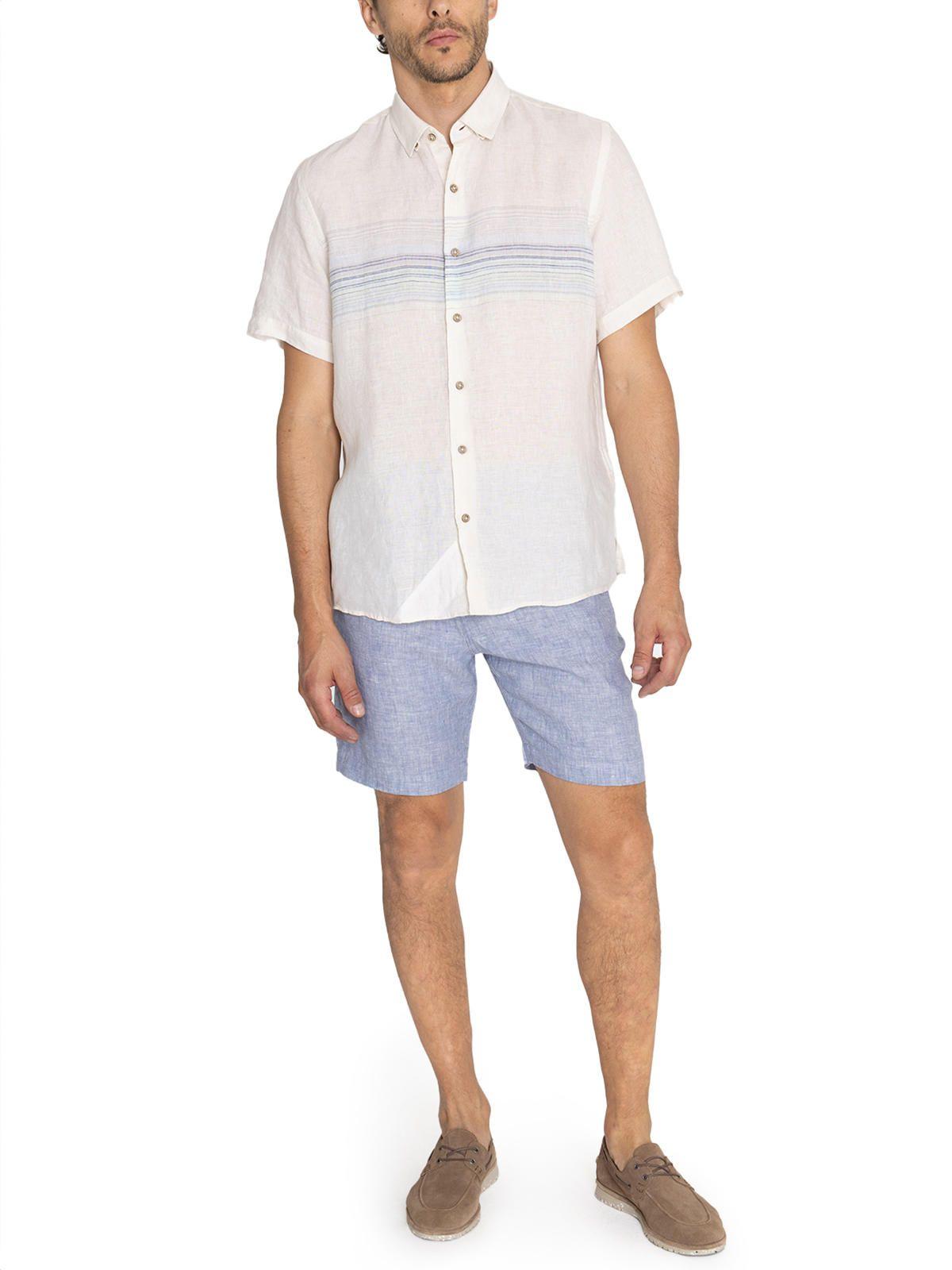 camisa Lino Orgánico Beige Linenstripe Hombre -8