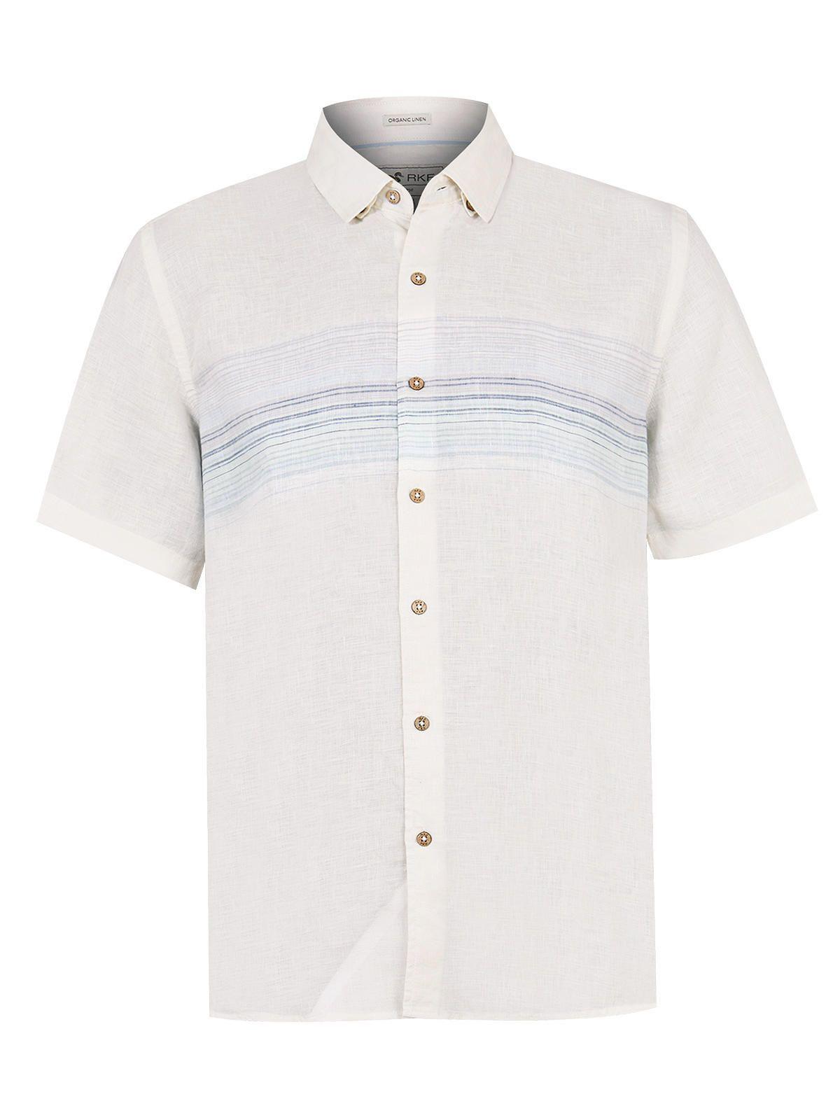 camisa Lino Orgánico Beige Linenstripe Hombre -0